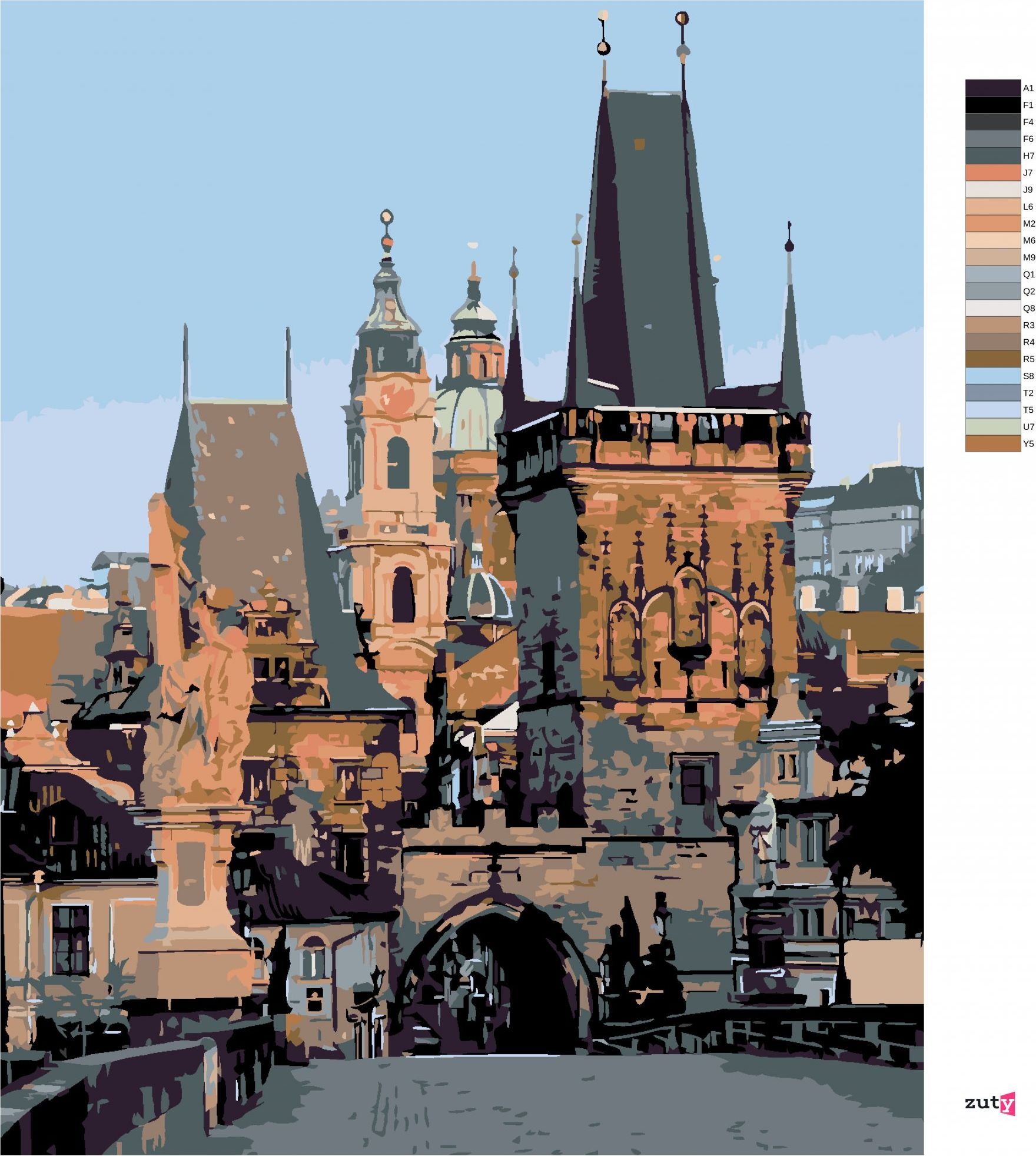zuty Malování podle čísel - MALOSTRANSKÉ MOSTECKÉ VĚŽE - Rozměr: 40x50 cm, Rámování: Varianta: vypnuté plátno na rám - obrázek 11