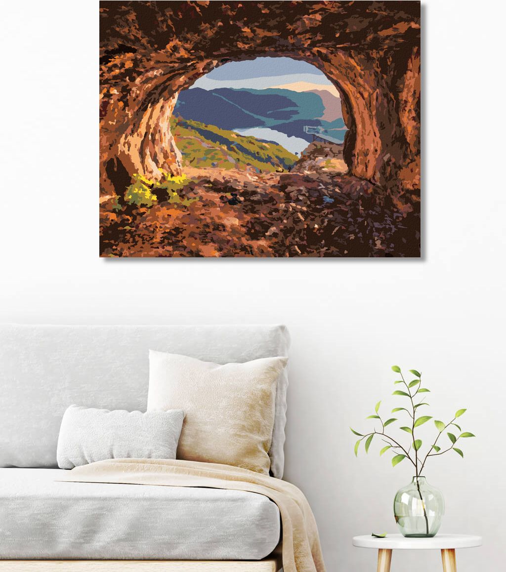 zuty Malování podle čísel - VÝHLED Z JESKYNĚ - Rozměr: 40x50 cm, Rámování: Varianta: vypnuté plátno na rám - obrázek 3