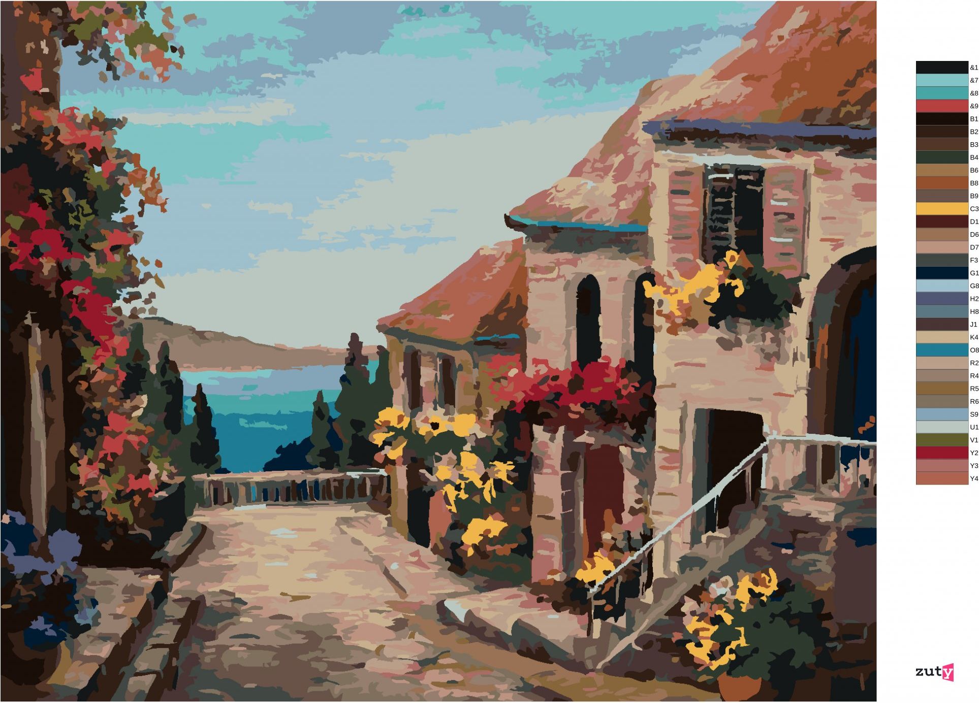 zuty Malování podle čísel - DOMY BLÍZKO MOŘE - Rozměr: 40x50 cm, Rámování: Varianta: bez rámu a bez vypnutí plátna - obrázek 6