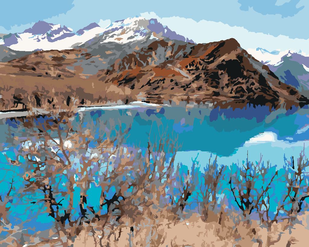 zuty Malování podle čísel - JEZERO ISKANDERKUL - Rozměr: 40x50 cm, Rámování: Varianta: vypnuté plátno na rám - obrázek 3