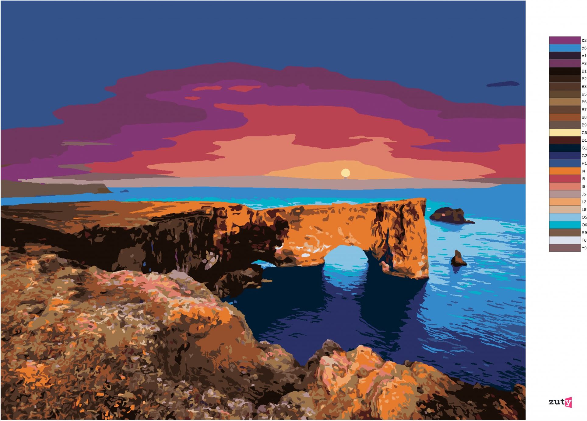 zuty Malování podle čísel - FANTASTICKÝ OBLOUK V ATLANTSKÉM OCEÁNU - Rozměr: 40x50 cm, Rámování: Varianta: bez rámu a bez vypnutí plátna - obrázek 6