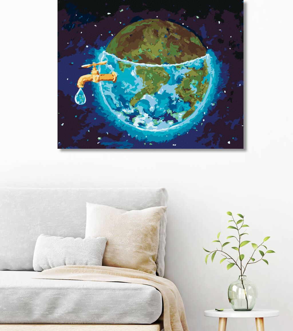 zuty Malování podle čísel - ŠETŘENÍ VODY NA ZEMI - Rozměr: 40x50 cm, Rámování: Varianta: vypnuté plátno na rám - obrázek 2