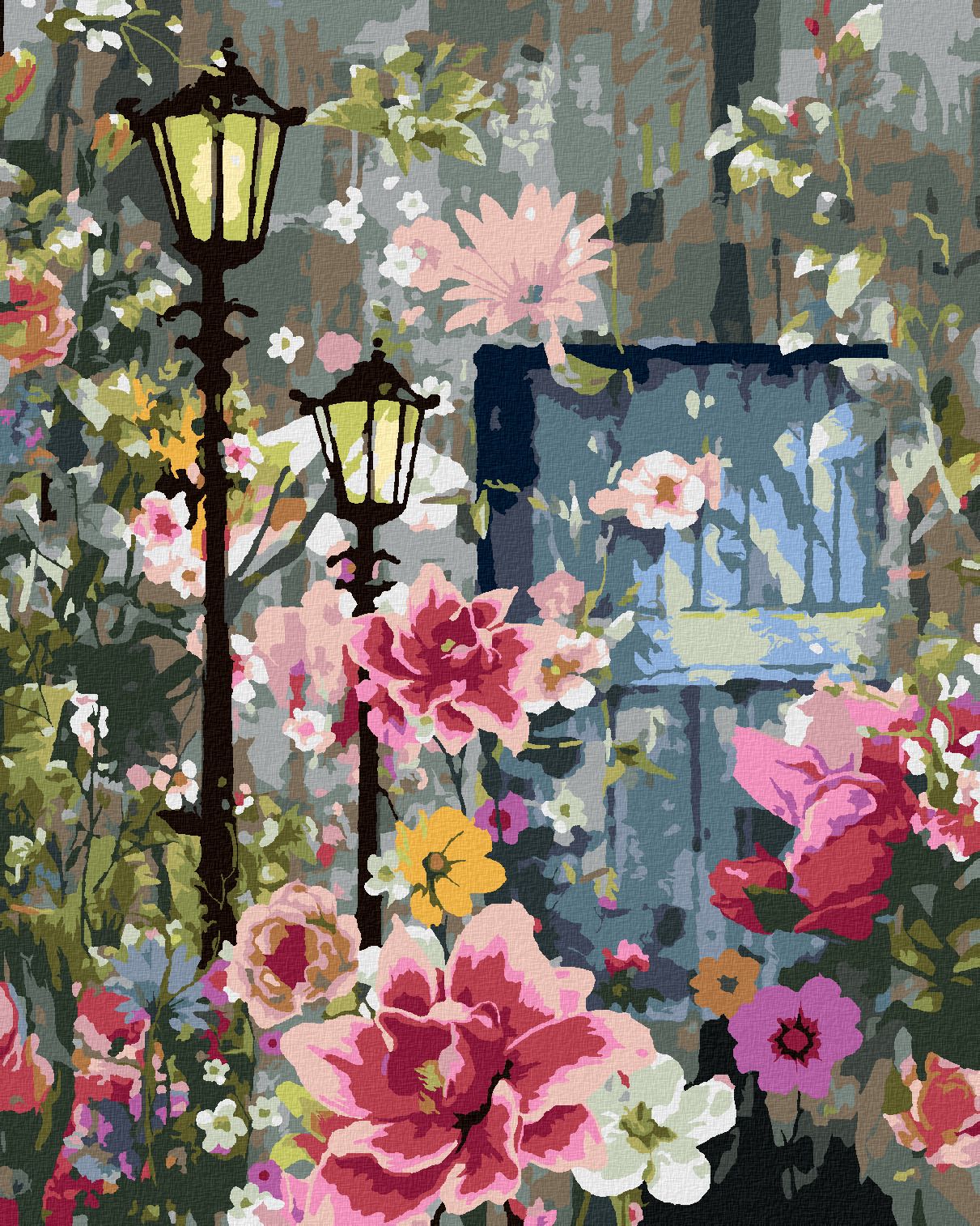 zuty Malování podle čísel - JARNÍ KVĚTINY NA ULICI - Rozměr: 40x50 cm, Rámování: Varianta: vypnuté plátno na rám - obrázek 1