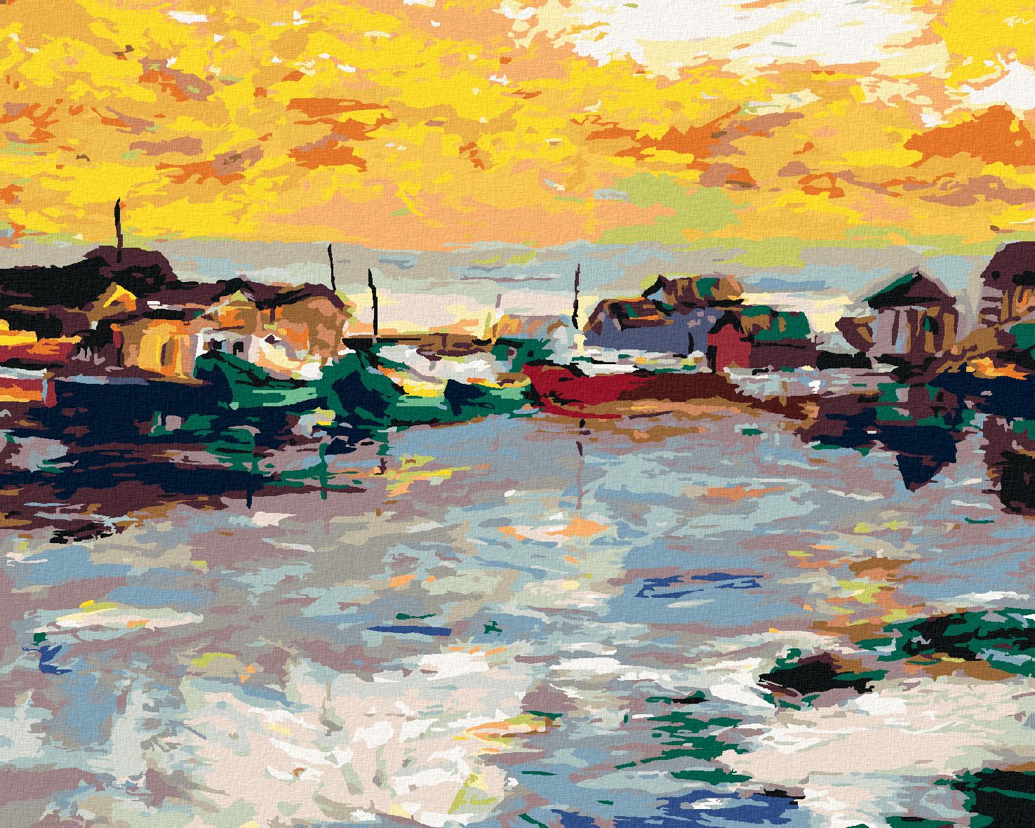 zuty Malování podle čísel - RYBÁŘSKÁ VESNIČKA - Rozměr: 40x50 cm, Rámování: Varianta: bez rámu a bez vypnutí plátna - obrázek 1