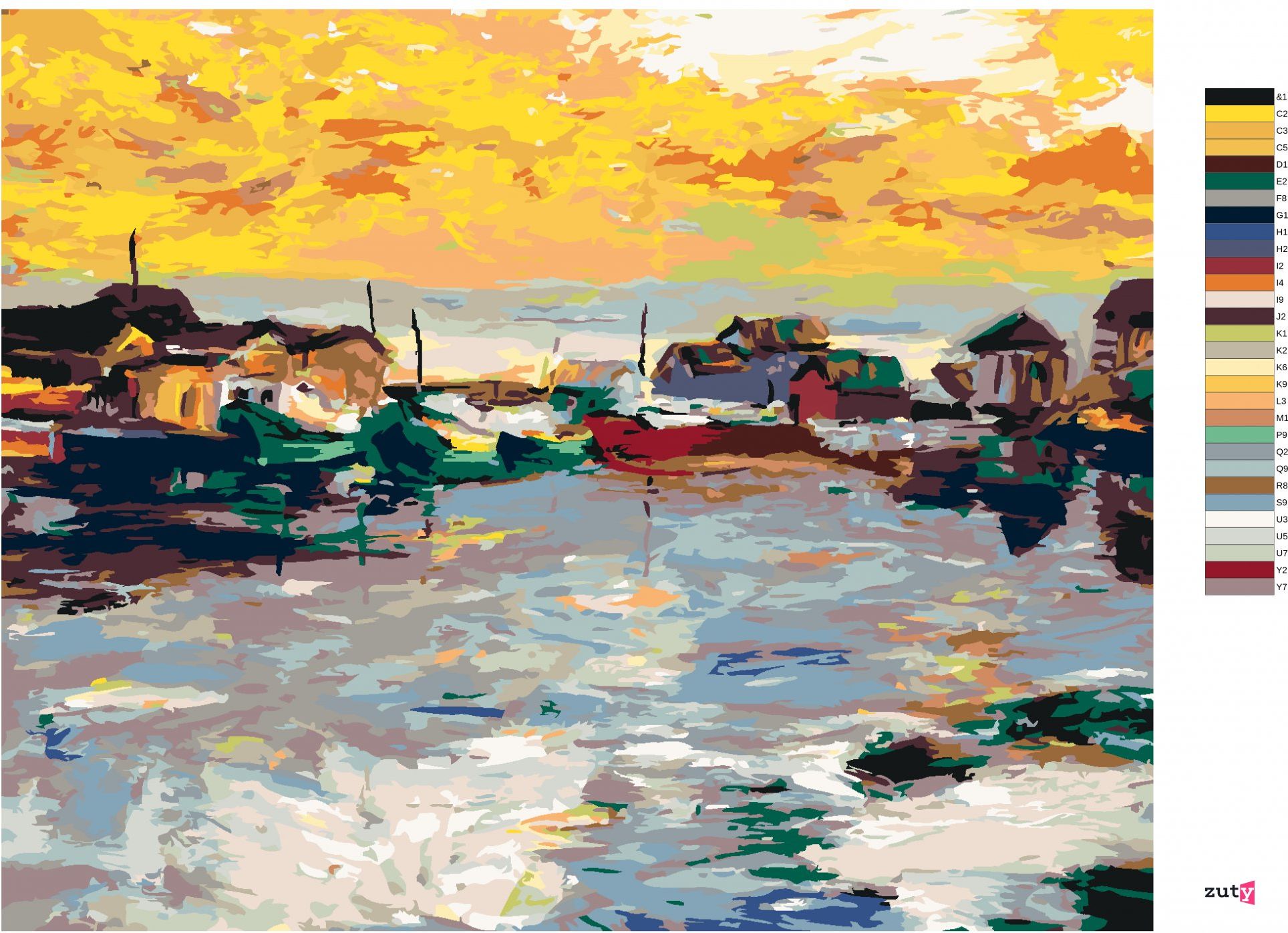 zuty Malování podle čísel - RYBÁŘSKÁ VESNIČKA - Rozměr: 40x50 cm, Rámování: Varianta: bez rámu a bez vypnutí plátna - obrázek 7