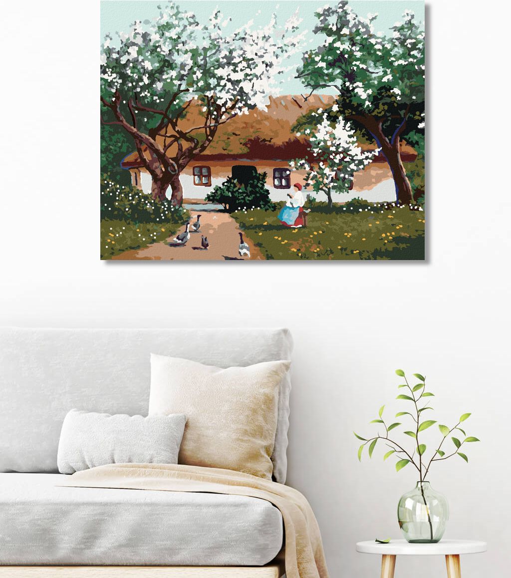 zuty Malování podle čísel - JARNÍ RÁNO NA VESNICI - Rozměr: 40x50 cm, Rámování: Varianta: vypnuté plátno na rám - obrázek 2