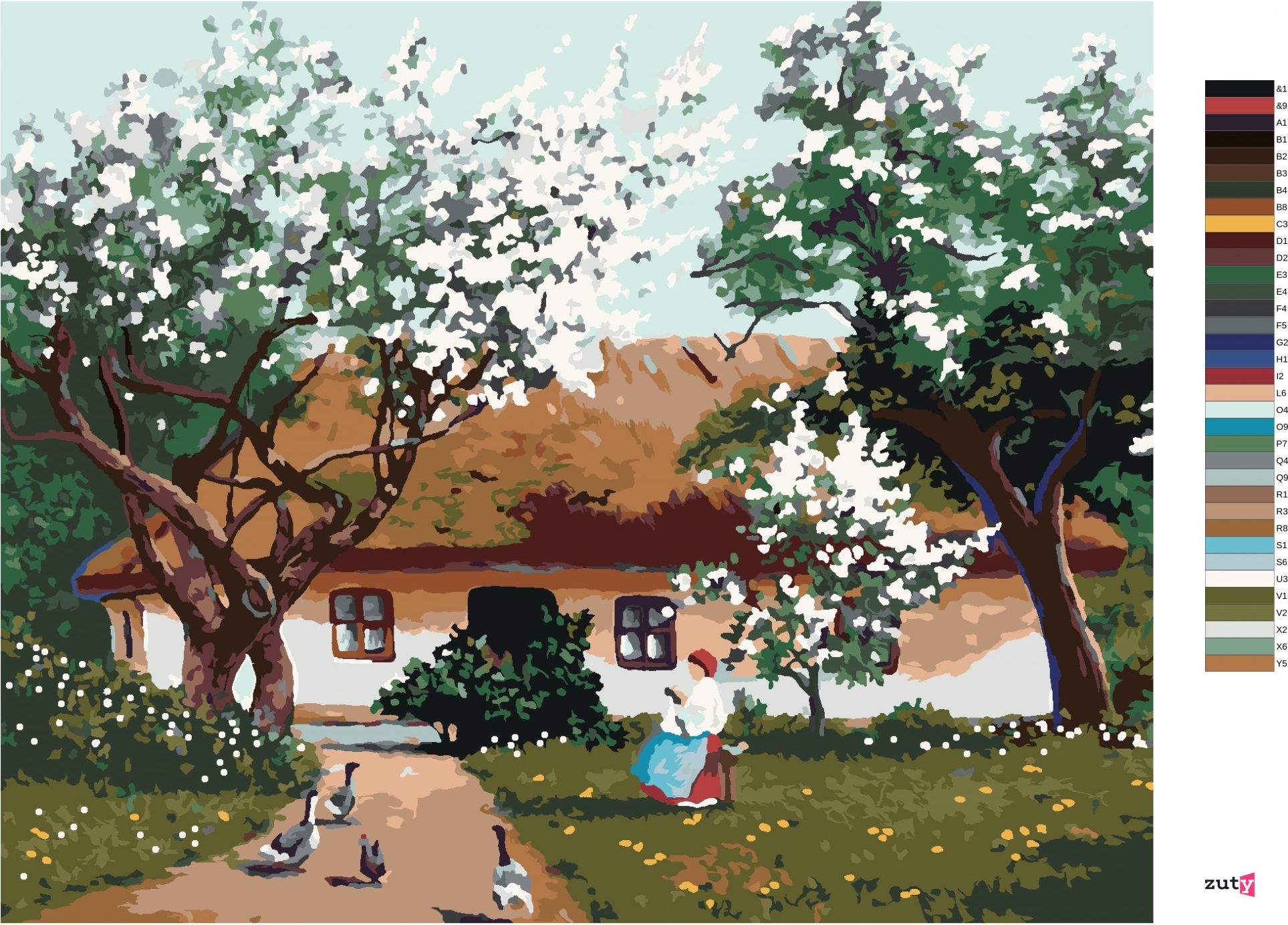 zuty Malování podle čísel - JARNÍ RÁNO NA VESNICI - Rozměr: 40x50 cm, Rámování: Varianta: vypnuté plátno na rám - obrázek 3