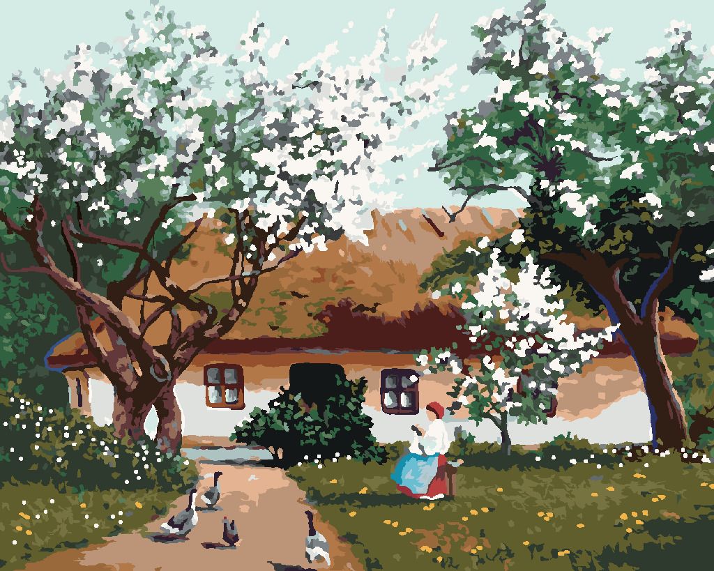 zuty Malování podle čísel - JARNÍ RÁNO NA VESNICI - Rozměr: 40x50 cm, Rámování: Varianta: vypnuté plátno na rám - obrázek 7