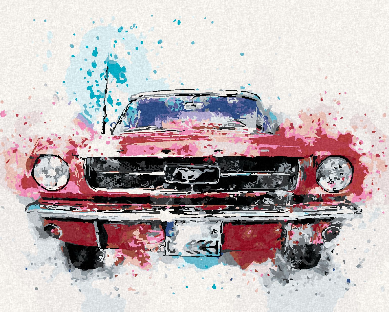 zuty Malování podle čísel - AUTO MUSTANG - Rozměr: 40x50 cm, Rámování: Varianta: vypnuté plátno na rám - obrázek 1
