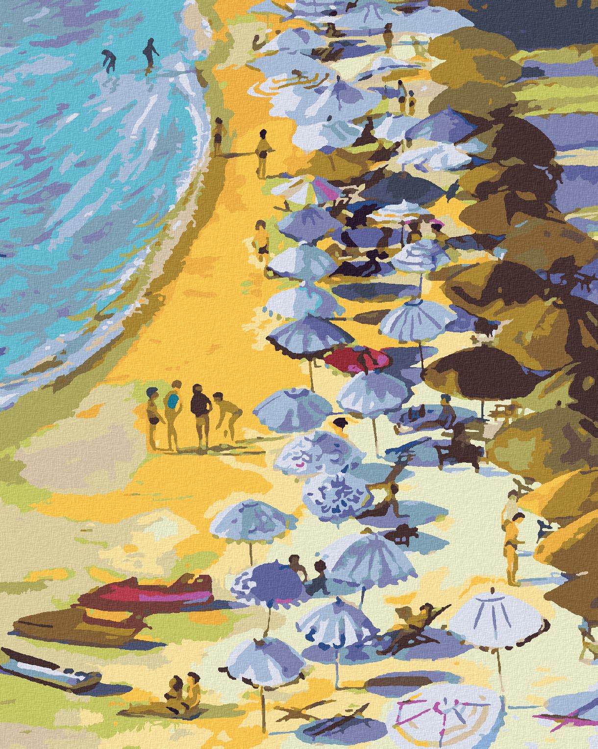 zuty Malování podle čísel - TURISTI NA PLÁŽI - Rozměr: 40x50 cm, Rámování: Varianta: bez rámu a bez vypnutí plátna - obrázek 1