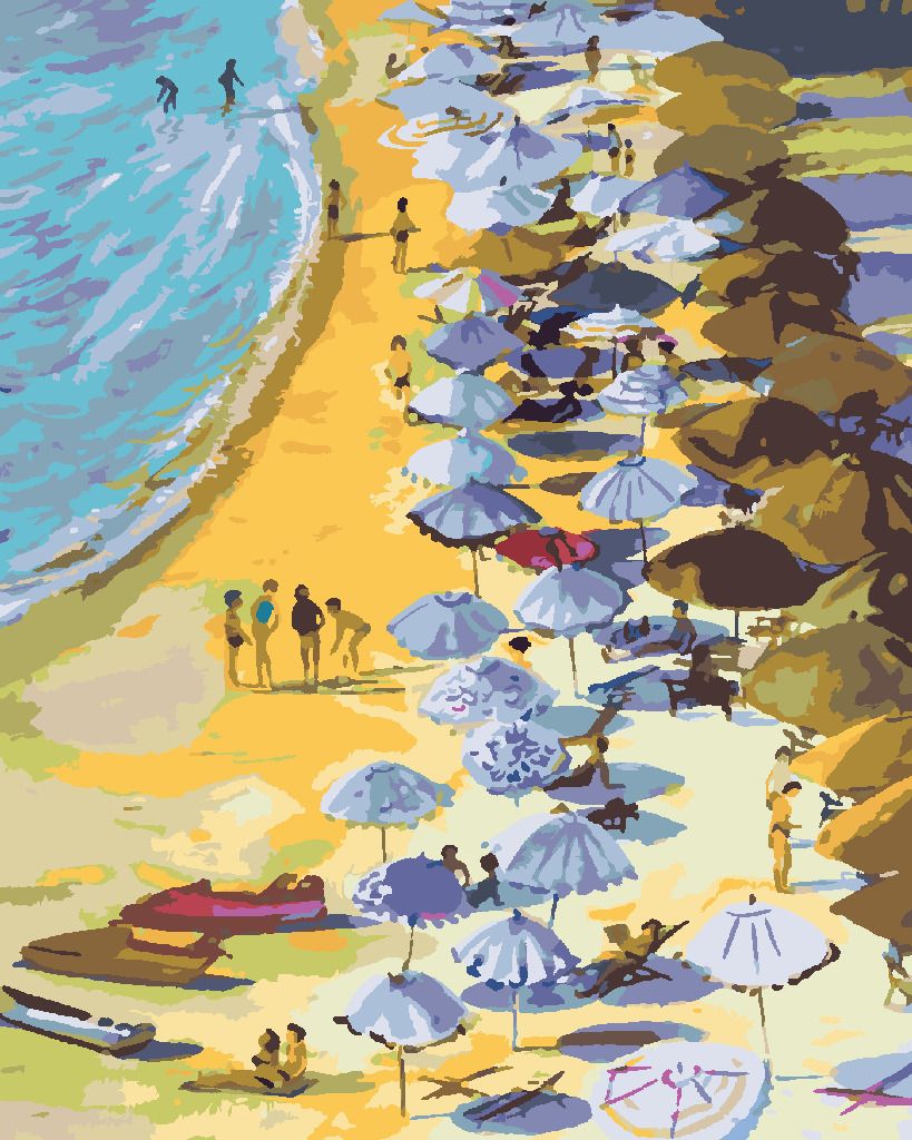 zuty Malování podle čísel - TURISTI NA PLÁŽI - Rozměr: 40x50 cm, Rámování: Varianta: bez rámu a bez vypnutí plátna - obrázek 9
