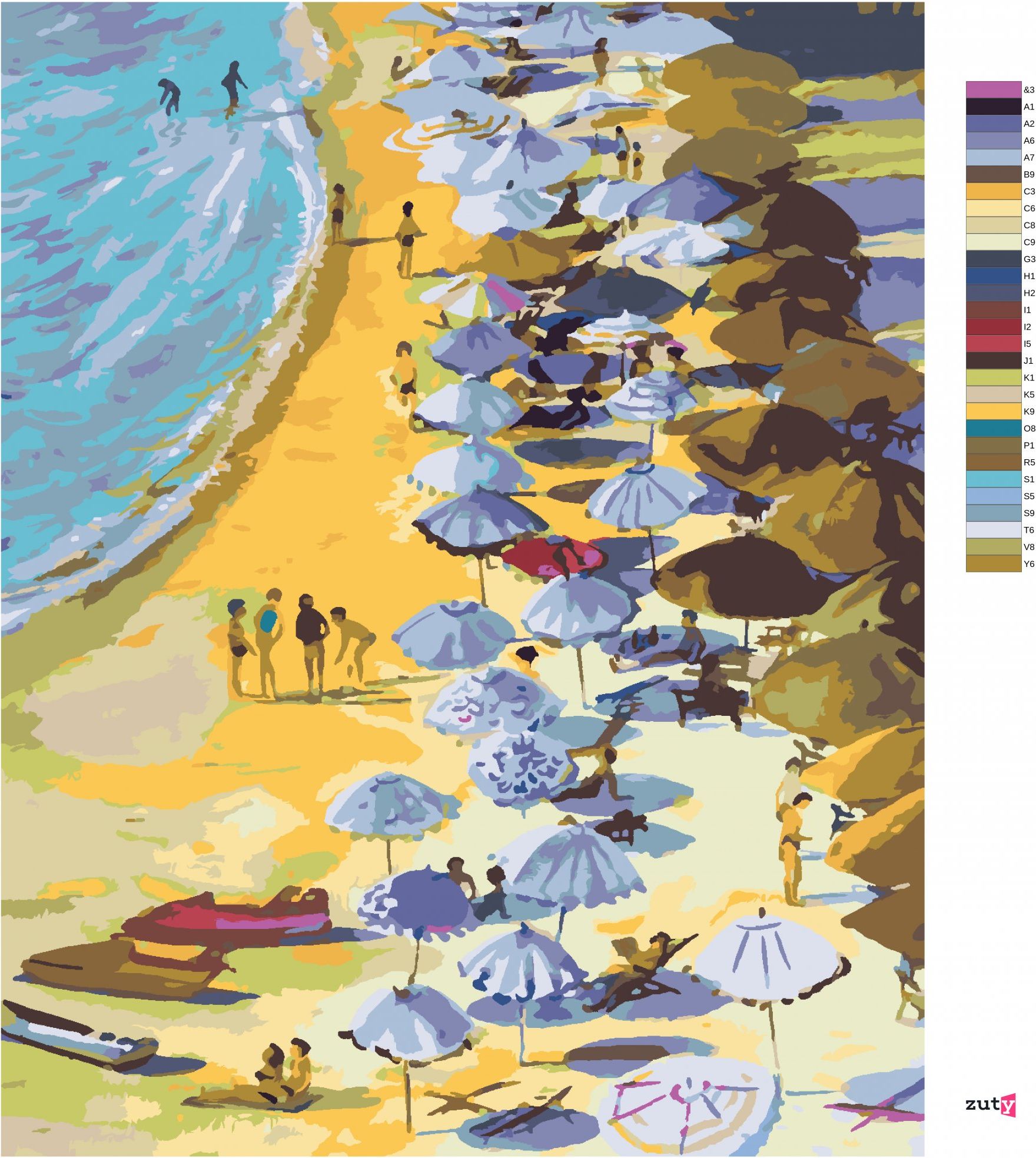 zuty Malování podle čísel - TURISTI NA PLÁŽI - Rozměr: 40x50 cm, Rámování: Varianta: bez rámu a bez vypnutí plátna - obrázek 10