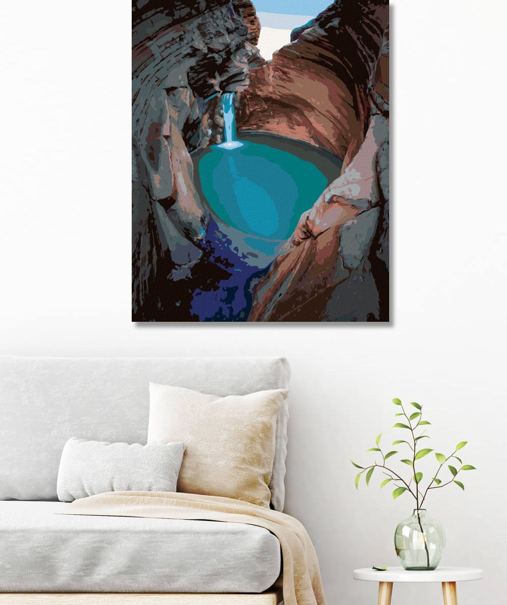 zuty Malování podle čísel - TYRKYSOVÝ VODOPÁD - Rozměr: 40x50 cm, Rámování: Varianta: bez rámu a bez vypnutí plátna - obrázek 2