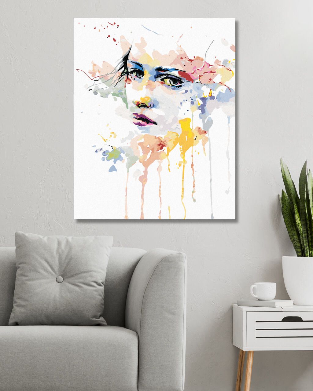 zuty Malování podle čísel - PORTRÉT ŽENA A ROZTEKLÉ BARVY - Rozměr: 40x50 cm, Rámování: Varianta: vypnuté plátno na rám - obrázek 10