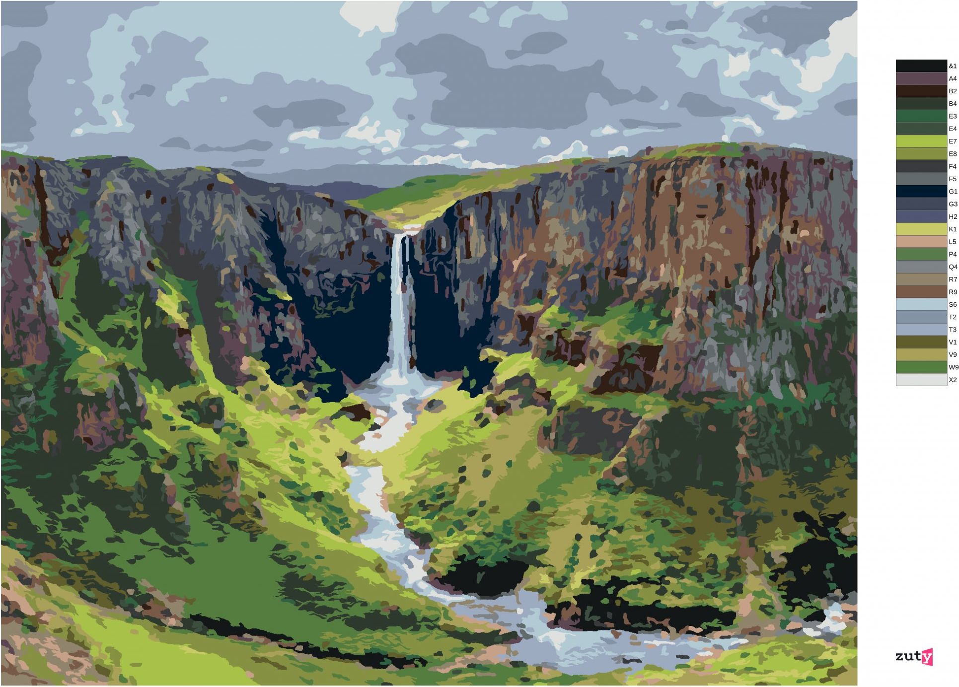 zuty Malování podle čísel - VODOPÁDY METSUNYANE - Rozměr: 40x50 cm, Rámování: Varianta: bez rámu a bez vypnutí plátna - obrázek 6