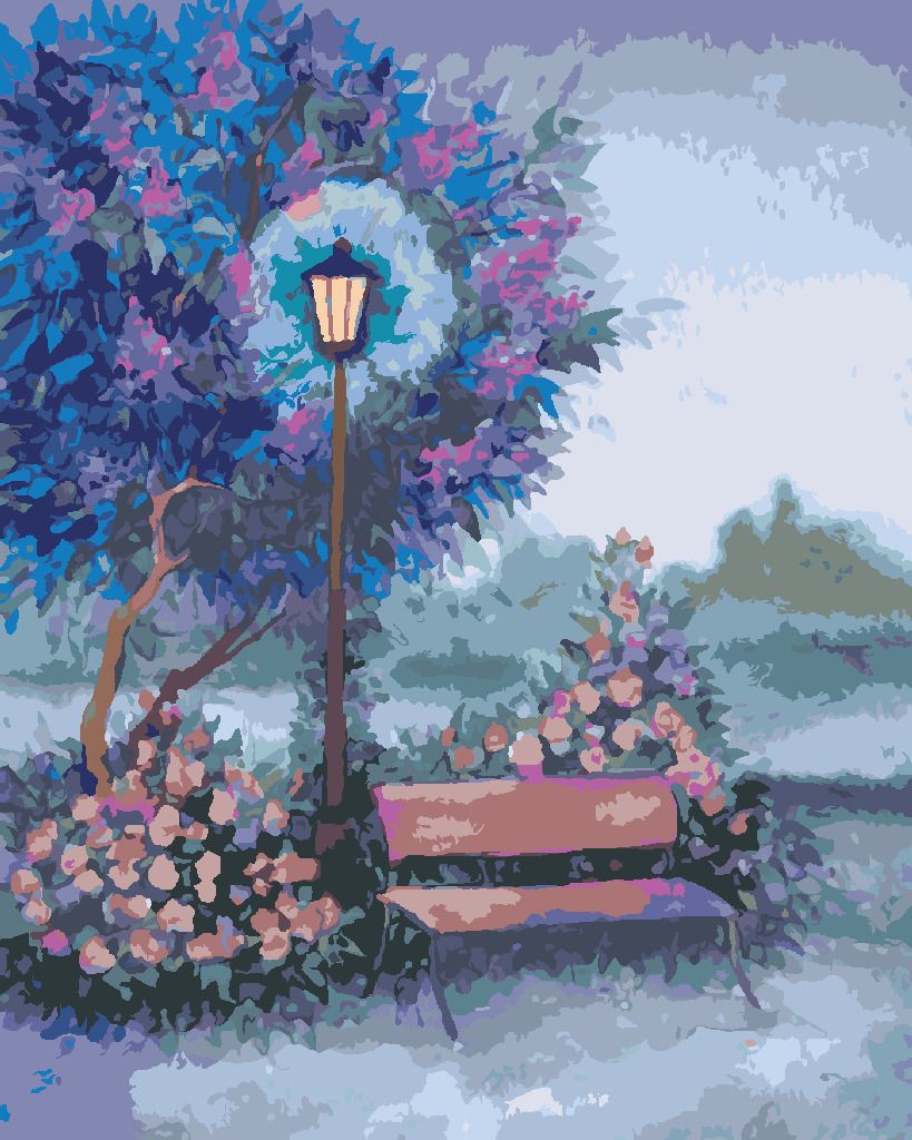 zuty Malování podle čísel - LAVIČKA U SVÍTÍCÍ LAMPY - Rozměr: 40x50 cm, Rámování: Varianta: vypnuté plátno na rám - obrázek 9