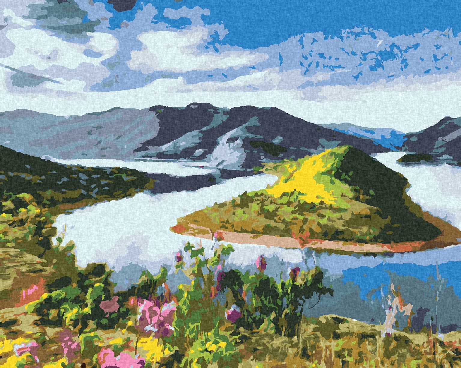 zuty Malování podle čísel - MEANDRY ŘEKY - Rozměr: 40x50 cm, Rámování: Varianta: vypnuté plátno na rám - obrázek 1