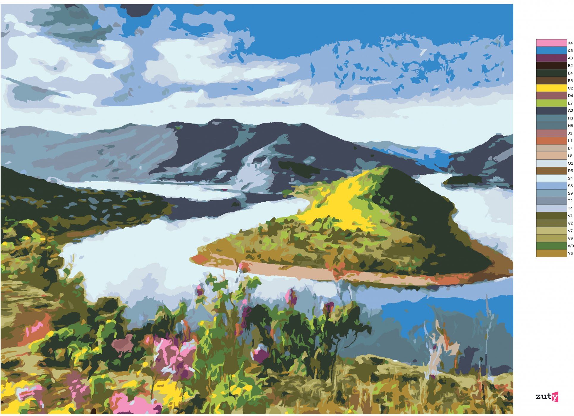 zuty Malování podle čísel - MEANDRY ŘEKY - Rozměr: 40x50 cm, Rámování: Varianta: vypnuté plátno na rám - obrázek 8