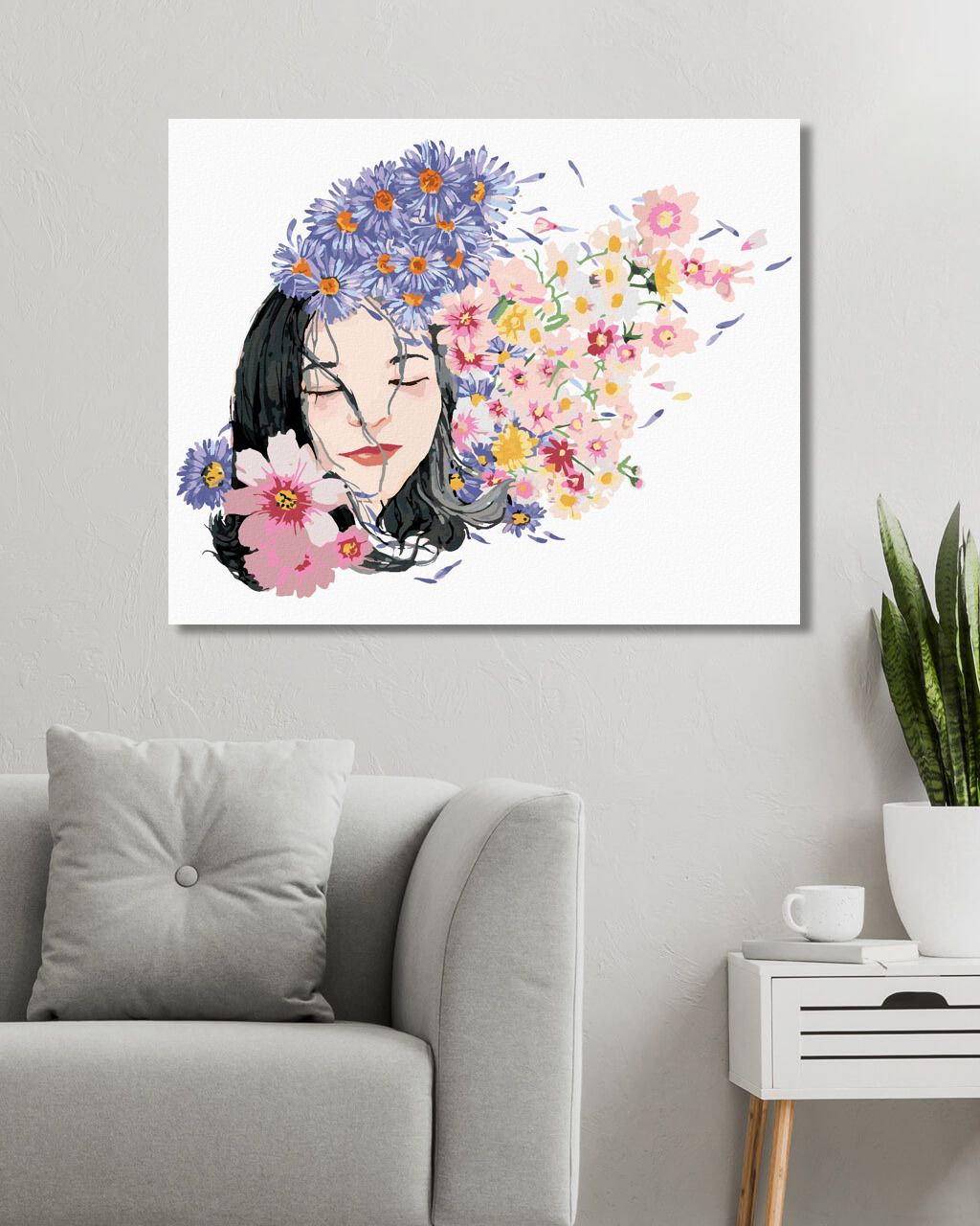 zuty Malování podle čísel - ZASNĚNÁ ŽENA A KVĚTINY - Rozměr: 40x50 cm, Rámování: Varianta: vypnuté plátno na rám - obrázek 9