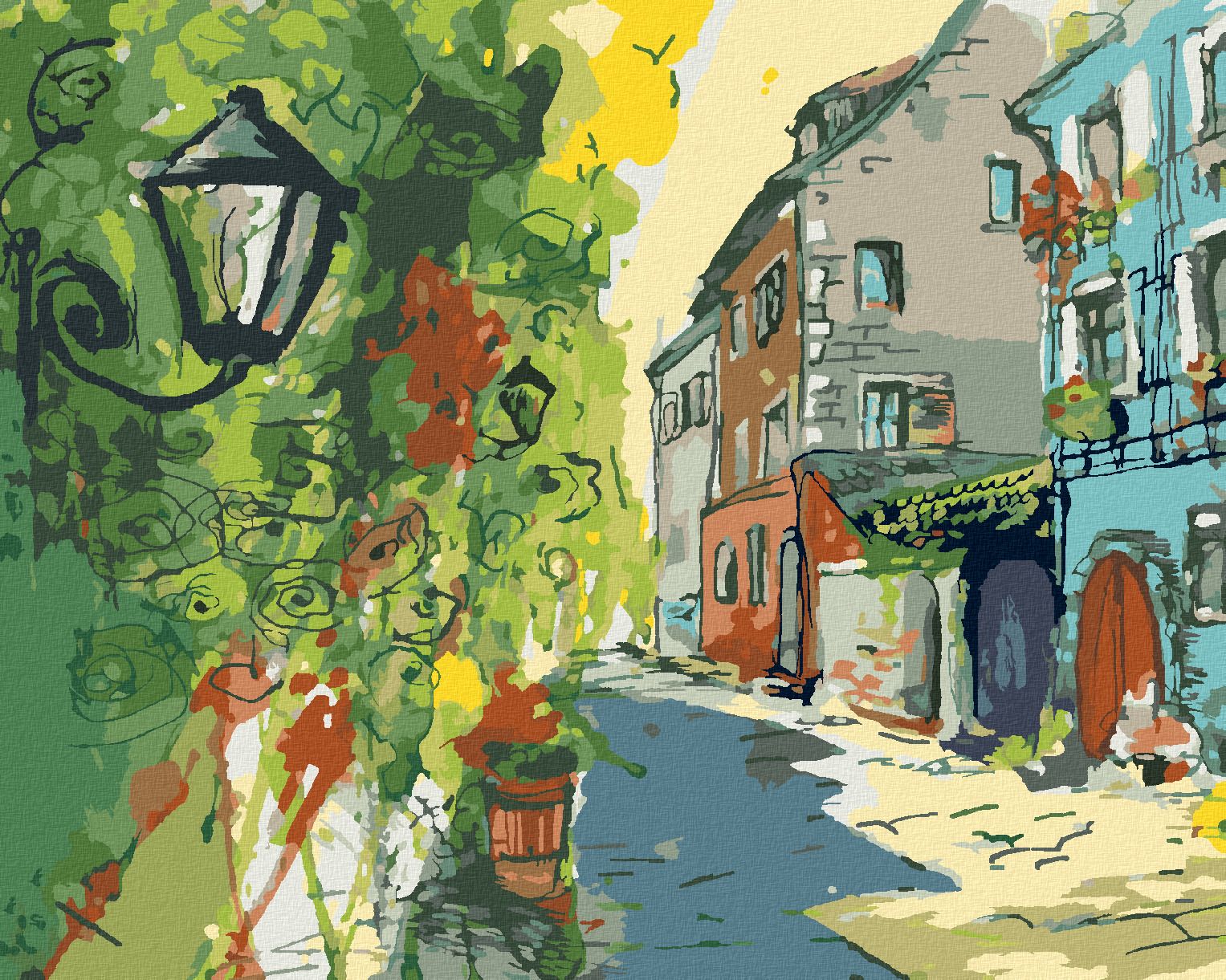 zuty Malování podle čísel - MALÁ MĚSTSKÁ ULIČKA - Rozměr: 40x50 cm, Rámování: Varianta: vypnuté plátno na rám - obrázek 1