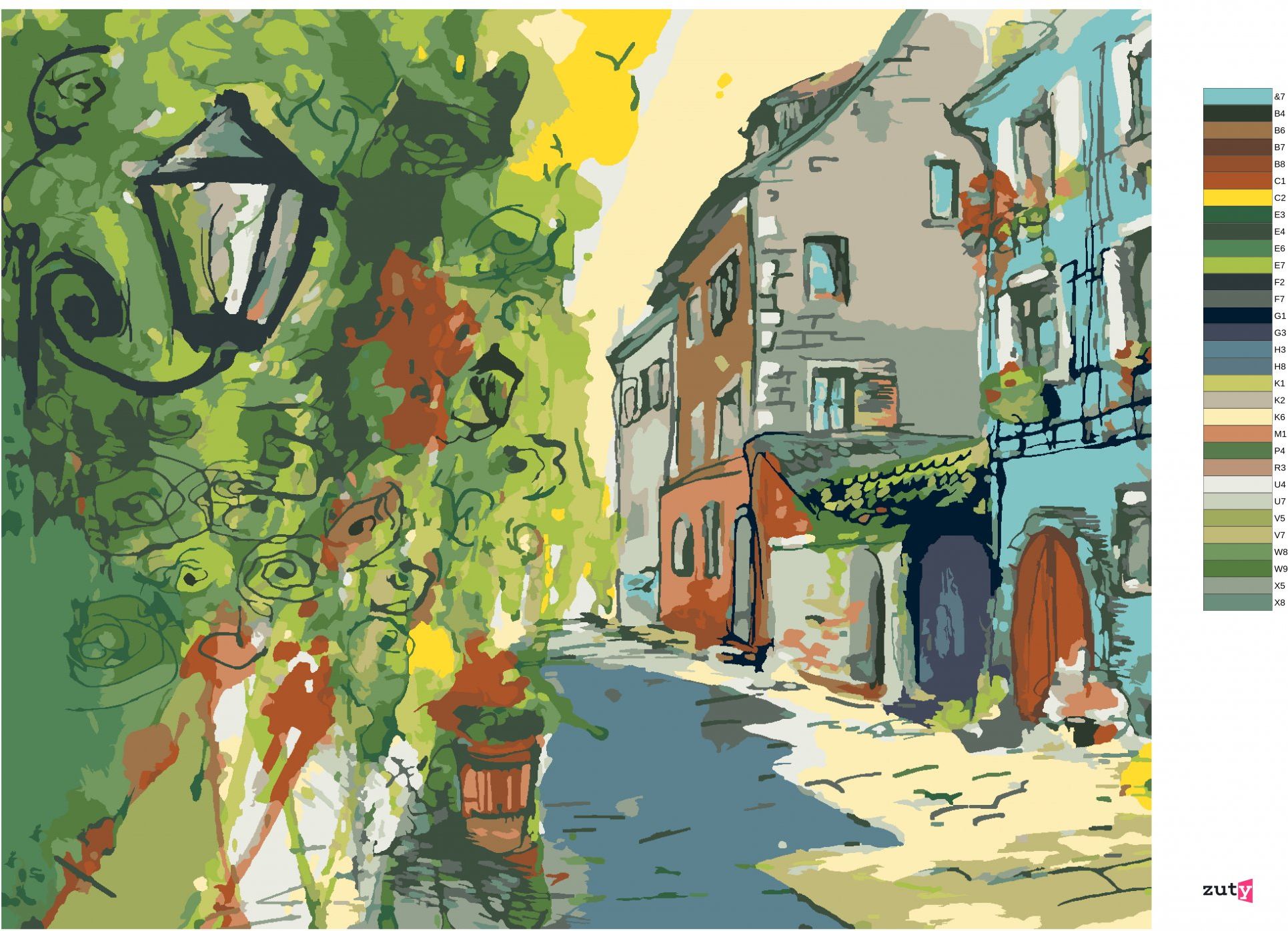 zuty Malování podle čísel - MALÁ MĚSTSKÁ ULIČKA - Rozměr: 40x50 cm, Rámování: Varianta: vypnuté plátno na rám - obrázek 7