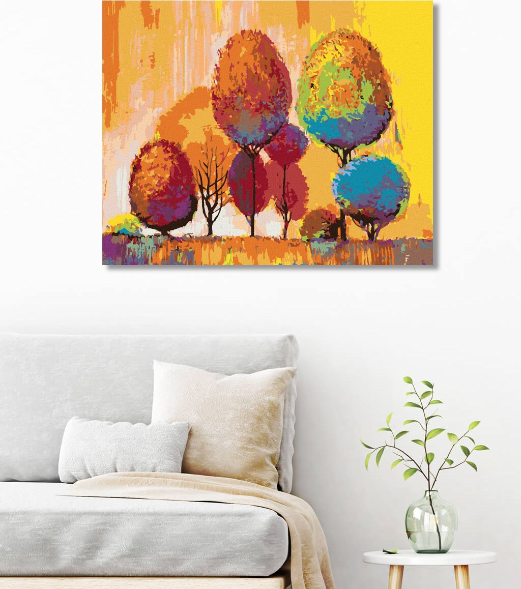 zuty Malování podle čísel - BAREVNÉ PODZIMNÍ STROMY - Rozměr: 40x50 cm, Rámování: Varianta: bez rámu a bez vypnutí plátna - obrázek 4