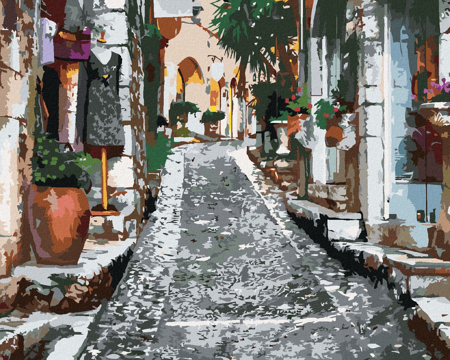 zuty Malování podle čísel - HISTORICKÁ ULIČKA V PROVENCE - Rozměr: 40x50 cm, Rámování: Varianta: vypnuté plátno na rám - obrázek 1