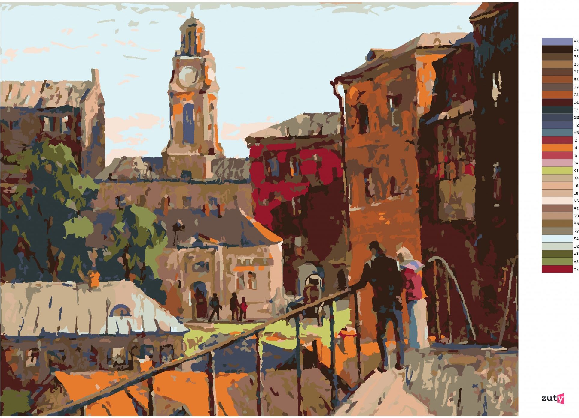 zuty Malování podle čísel - MĚSTSKÁ KRAJINA VE MĚSTĚ VITEBSK - Rozměr: 40x50 cm, Rámování: Varianta: vypnuté plátno na rám - obrázek 7