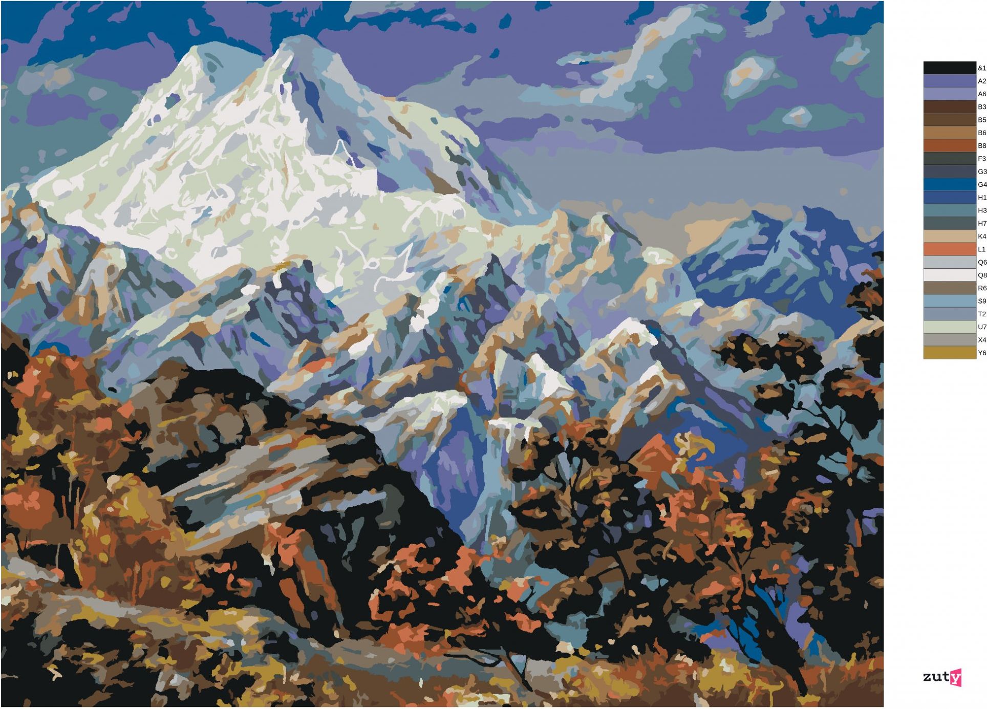 zuty Malování podle čísel - POHLED NA HORU ELBRUS - Rozměr: 40x50 cm, Rámování: Varianta: bez rámu a bez vypnutí plátna - obrázek 5