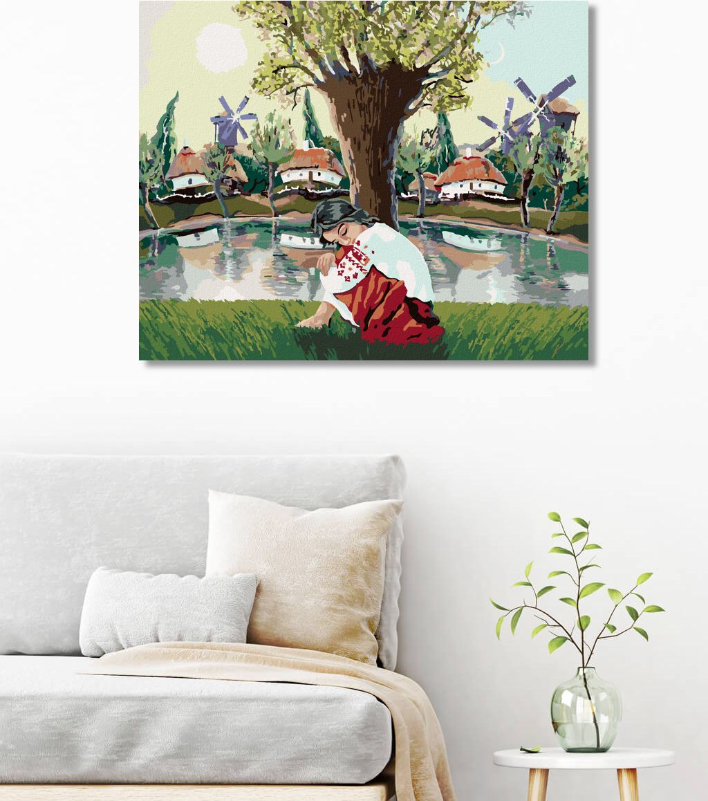zuty Malování podle čísel - DÍVKA U JEZERA - Rozměr: 40x50 cm, Rámování: Varianta: bez rámu a bez vypnutí plátna - obrázek 2