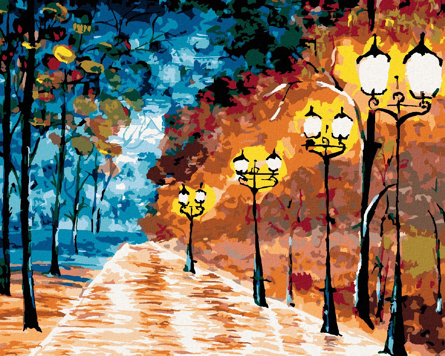 zuty Malování podle čísel - OSAMĚLÝ OSVĚTLENÝ PARK - Rozměr: 40x50 cm, Rámování: Varianta: vypnuté plátno na rám - obrázek 1