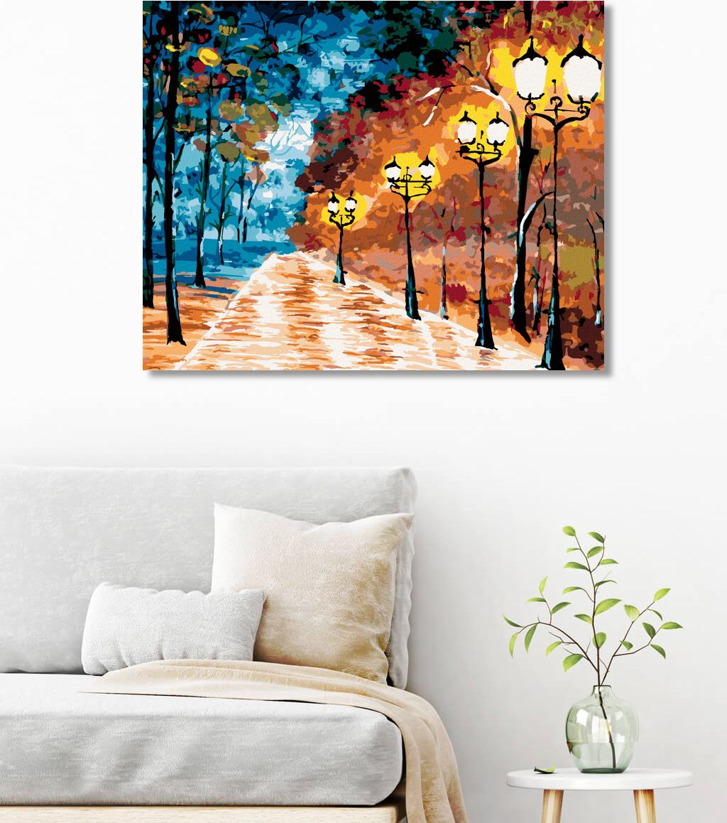 zuty Malování podle čísel - OSAMĚLÝ OSVĚTLENÝ PARK - Rozměr: 40x50 cm, Rámování: Varianta: vypnuté plátno na rám - obrázek 5