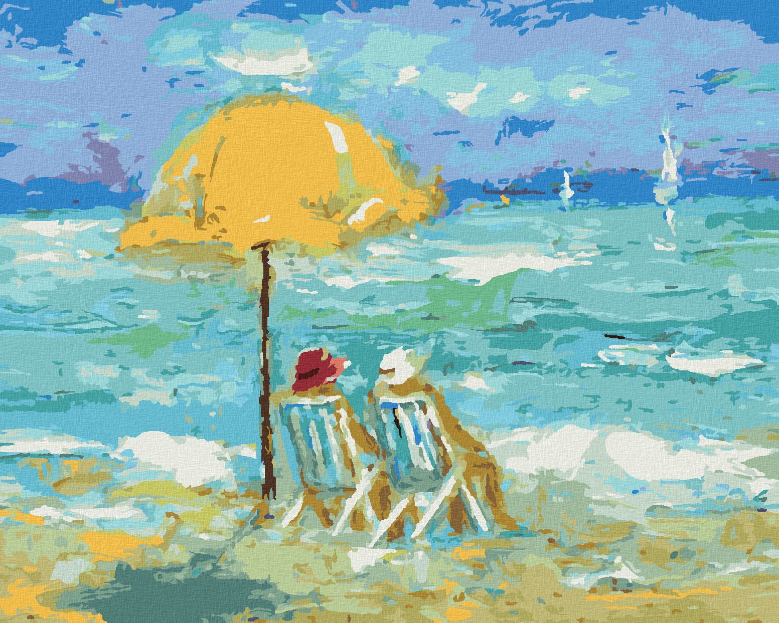 zuty Malování podle čísel - DOVOLENÁ NA PLÁŽI - Rozměr: 40x50 cm, Rámování: Varianta: vypnuté plátno na rám - obrázek 1