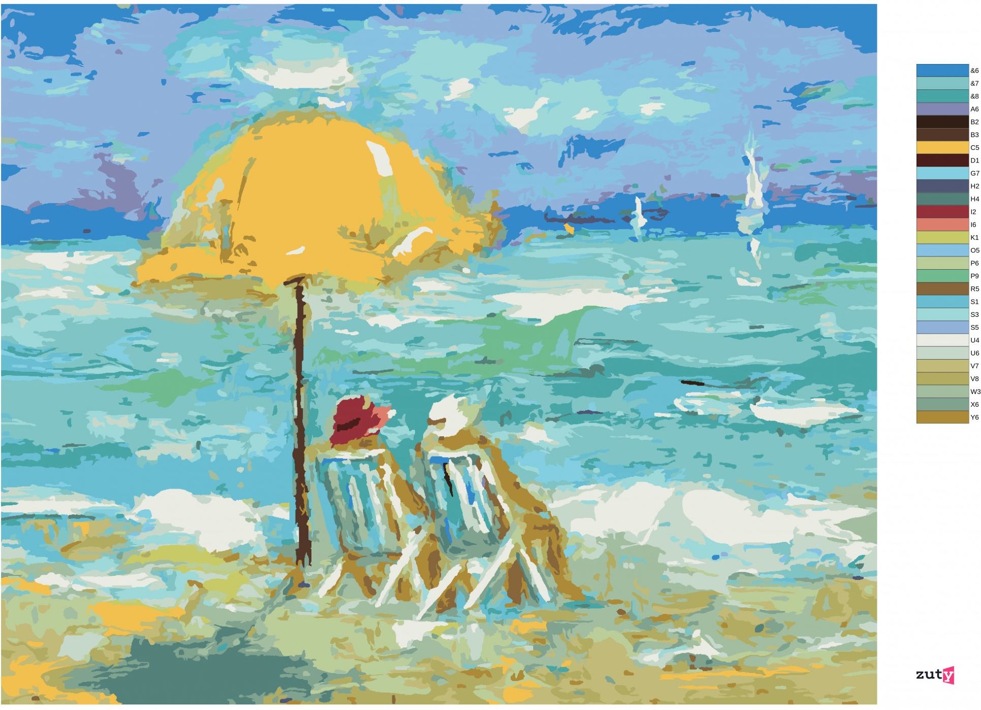 zuty Malování podle čísel - DOVOLENÁ NA PLÁŽI - Rozměr: 40x50 cm, Rámování: Varianta: vypnuté plátno na rám - obrázek 6