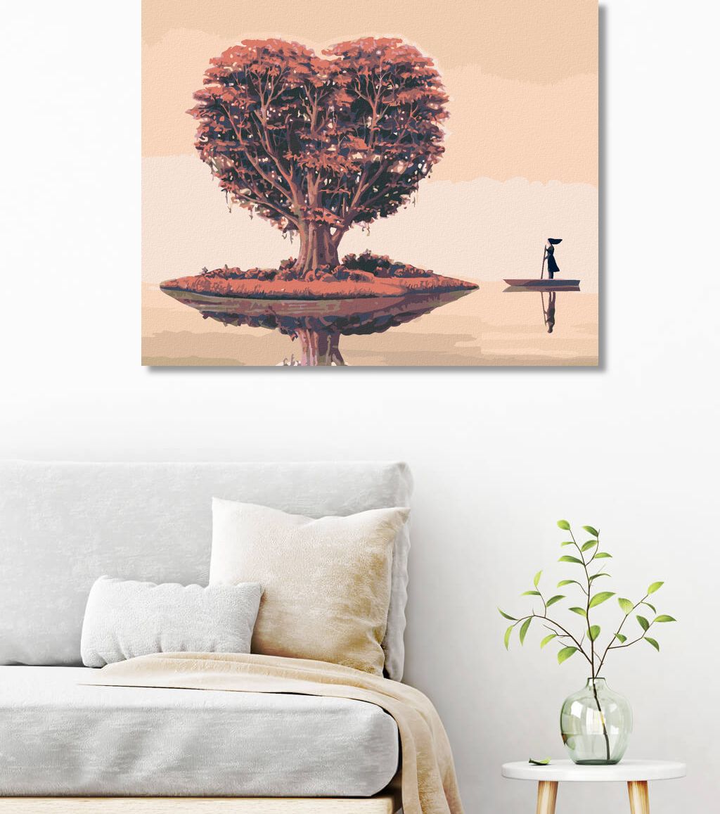zuty Malování podle čísel - STROM VE TVARU SRDCE NA OSTRŮVKU - Rozměr: 40x50 cm, Rámování: Varianta: bez rámu a bez vypnutí plátna - obrázek 10