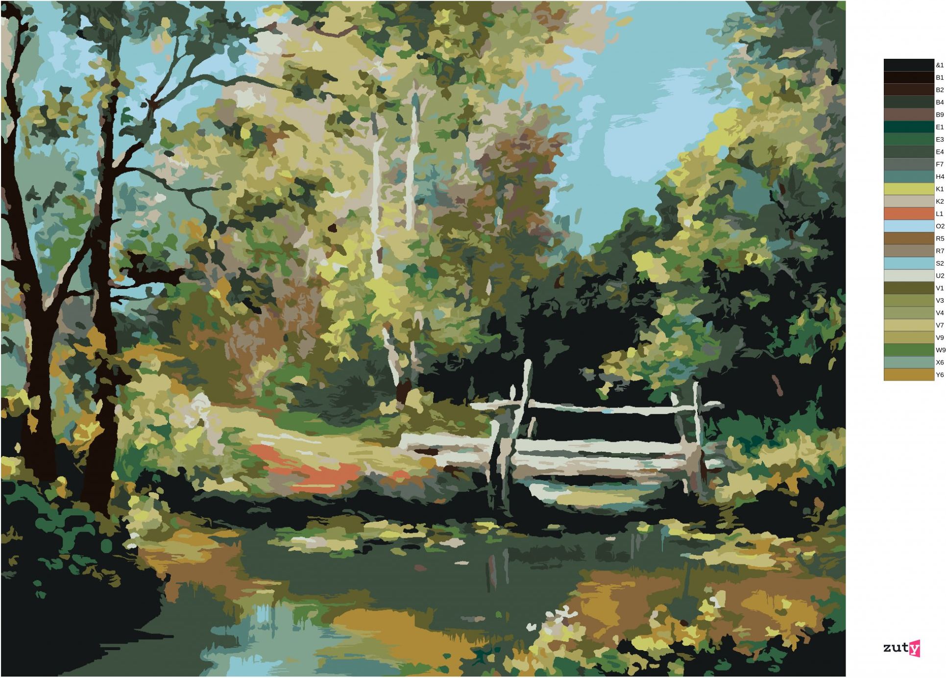 zuty Malování podle čísel - MALÝ MOST V LESE - Rozměr: 40x50 cm, Rámování: Varianta: vypnuté plátno na rám - obrázek 10