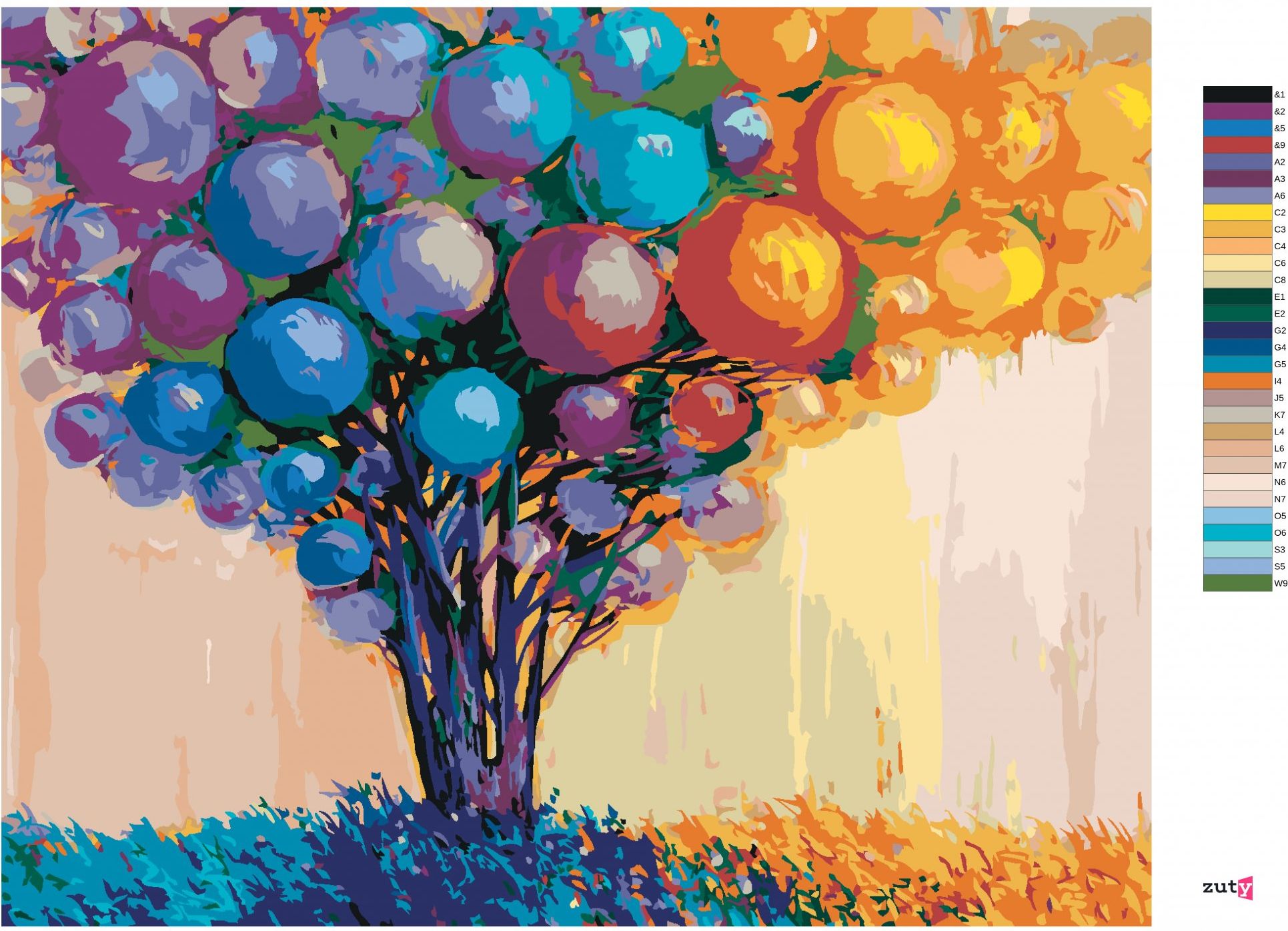 zuty Malování podle čísel - STROM ZDOBENÝ MÍČKY - Rozměr: 40x50 cm, Rámování: Varianta: bez rámu a bez vypnutí plátna - obrázek 2