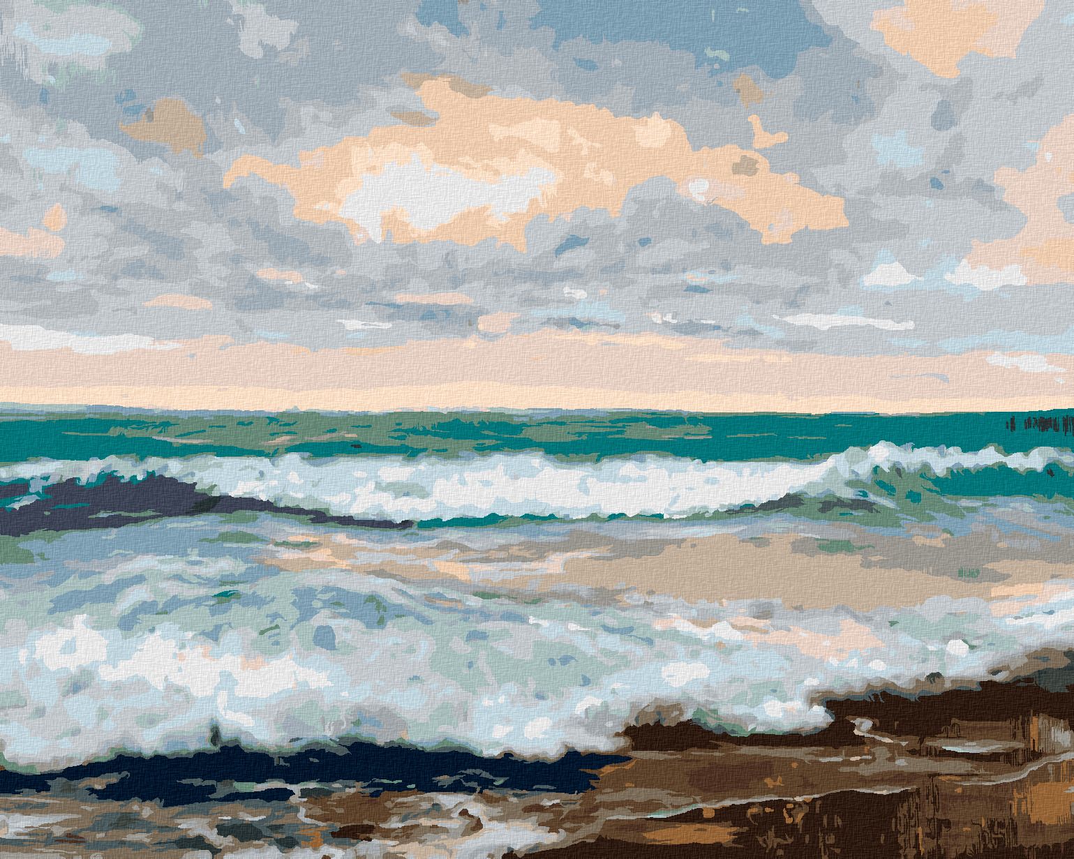 zuty Malování podle čísel - PLÁŽ S VELKÝMI VLNAMI - Rozměr: 40x50 cm, Rámování: Varianta: bez rámu a bez vypnutí plátna - obrázek 1