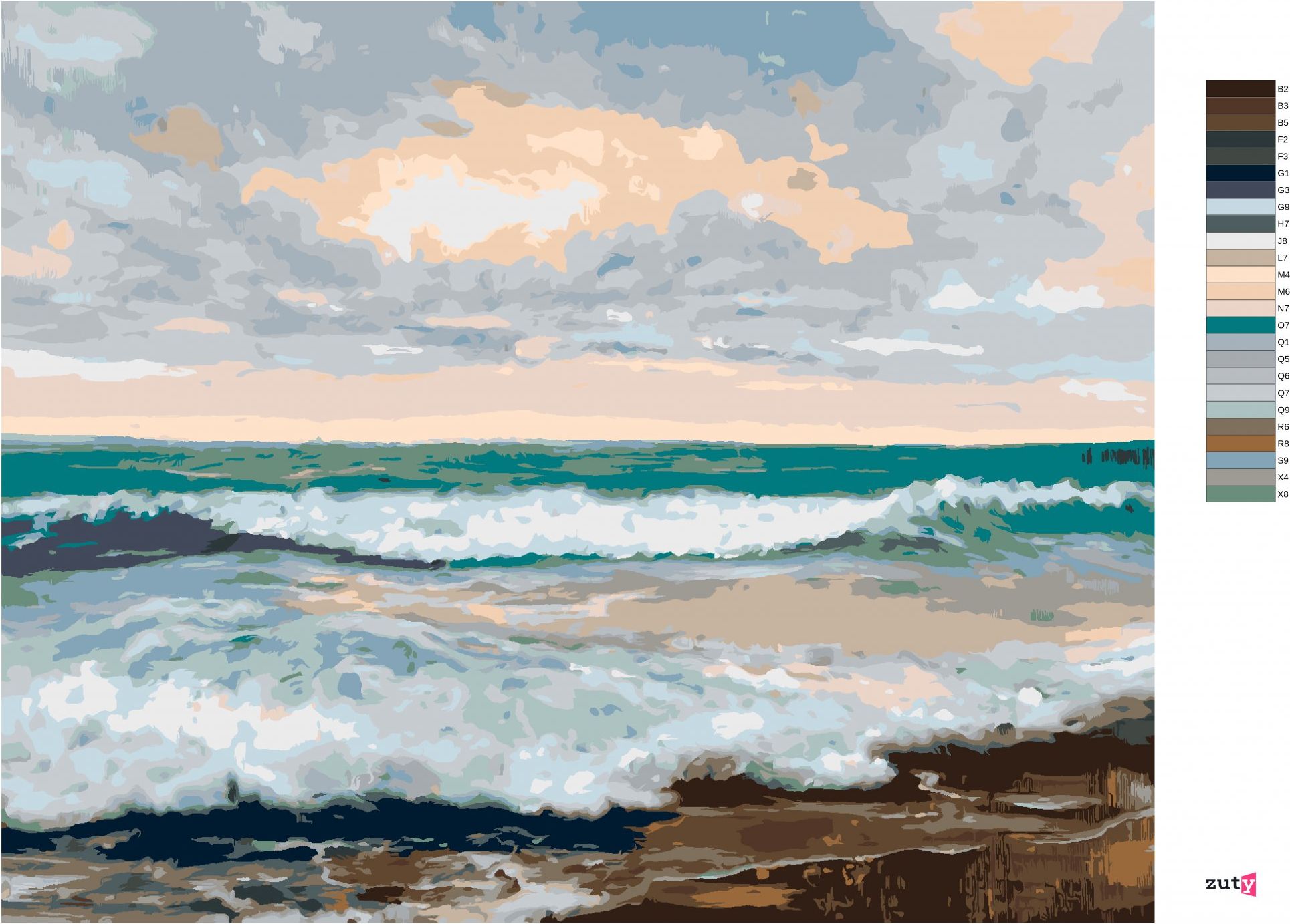 zuty Malování podle čísel - PLÁŽ S VELKÝMI VLNAMI - Rozměr: 40x50 cm, Rámování: Varianta: bez rámu a bez vypnutí plátna - obrázek 6
