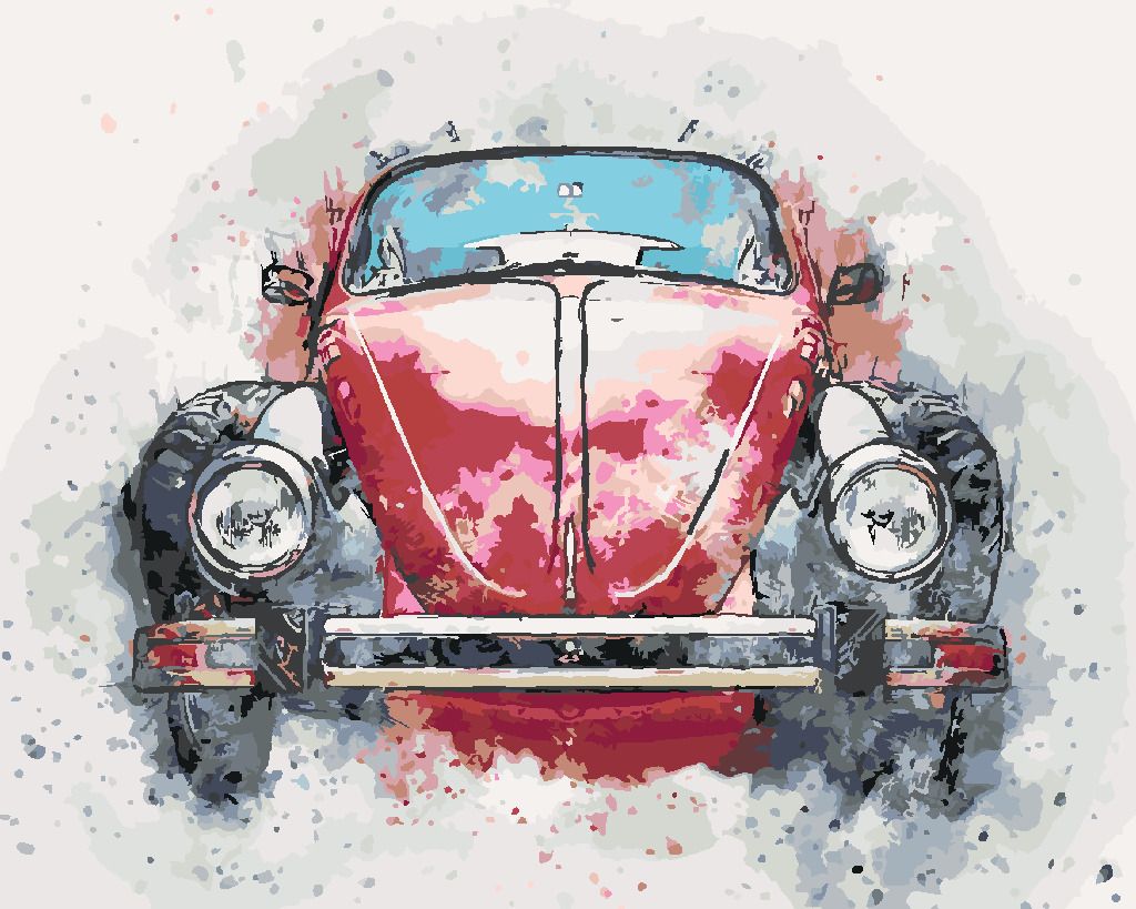 zuty Malování podle čísel - STARÉ ČERVENÉ AUTO - Rozměr: 40x50 cm, Rámování: Varianta: bez rámu a bez vypnutí plátna - obrázek 5