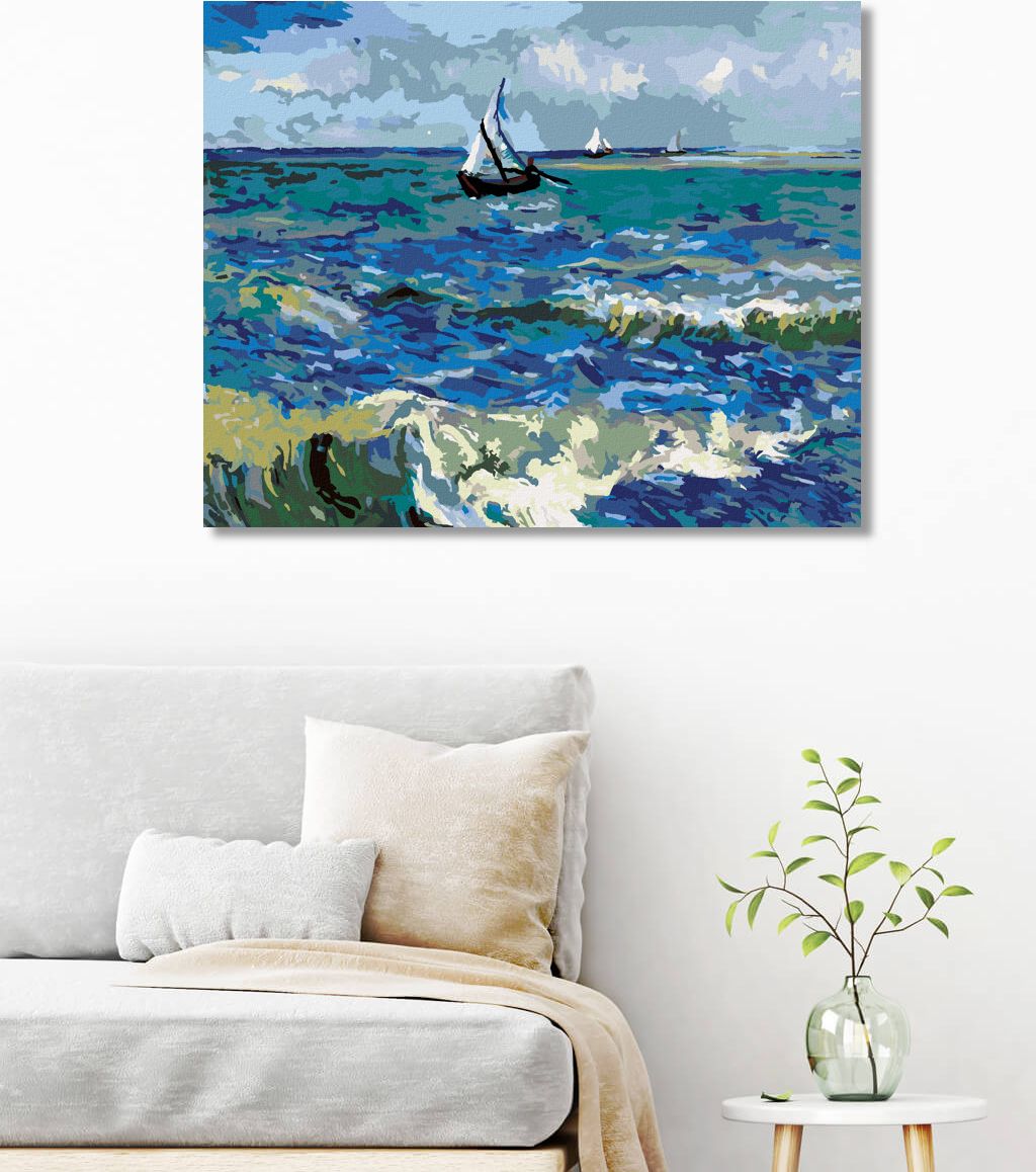 zuty Malování podle čísel - PLACHETNICE A MALOVANÉ MOŘE - Rozměr: 40x50 cm, Rámování: Varianta: vypnuté plátno na rám - obrázek 9