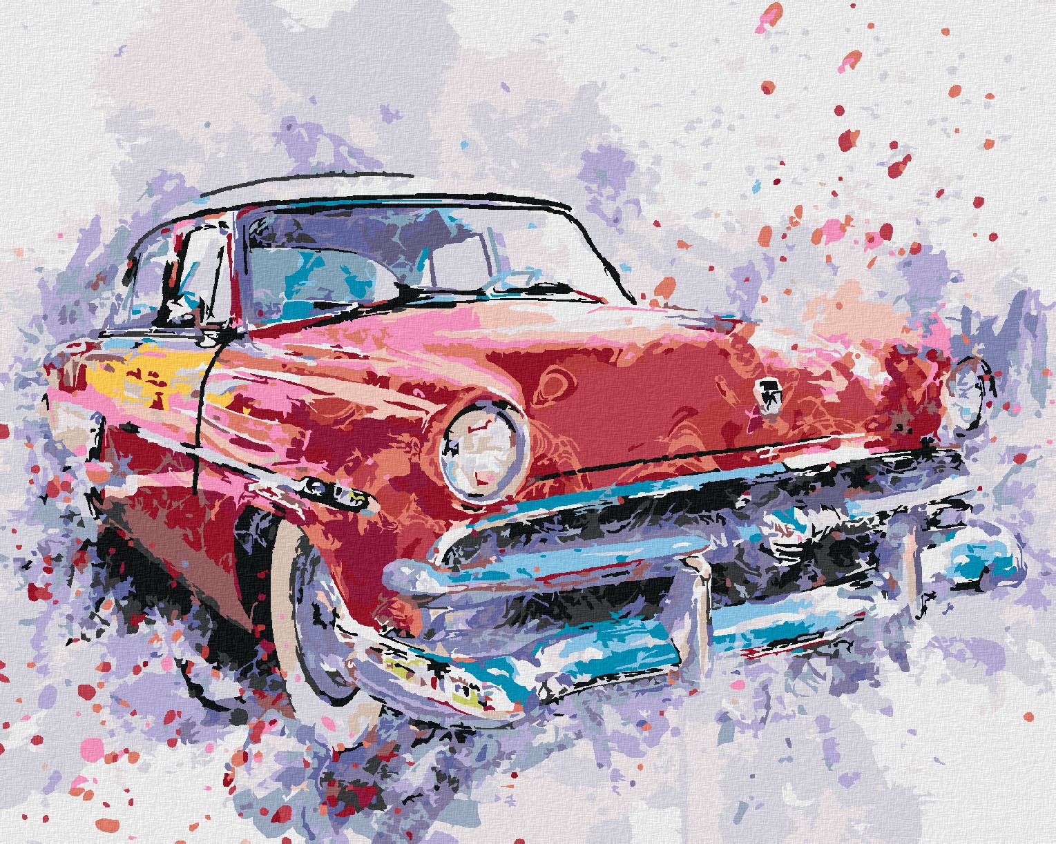 zuty Malování podle čísel - ČERVENÉ MALOVANÉ AUTO - Rozměr: 40x50 cm, Rámování: Varianta: vypnuté plátno na rám - obrázek 1