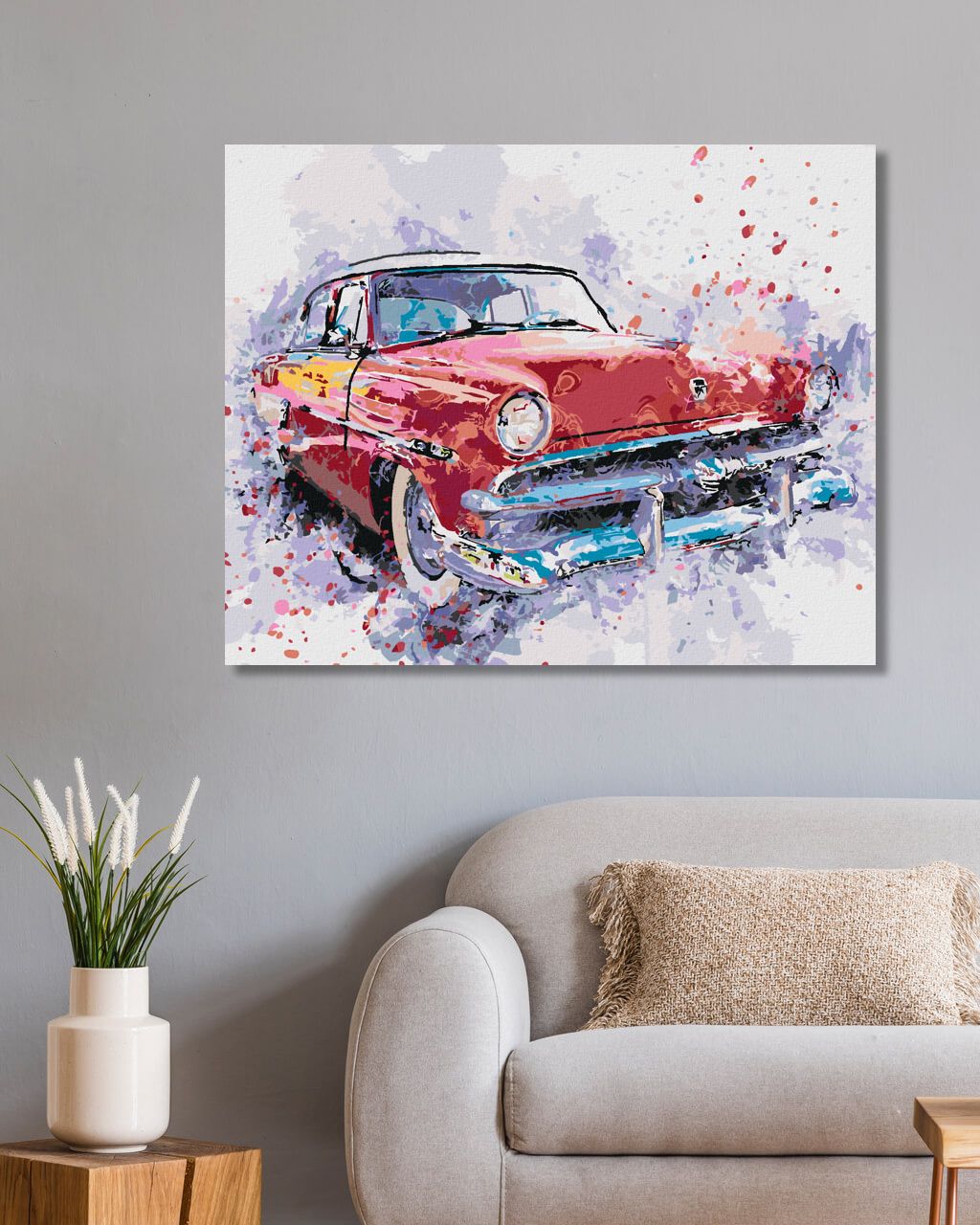 zuty Malování podle čísel - ČERVENÉ MALOVANÉ AUTO - Rozměr: 40x50 cm, Rámování: Varianta: vypnuté plátno na rám - obrázek 5
