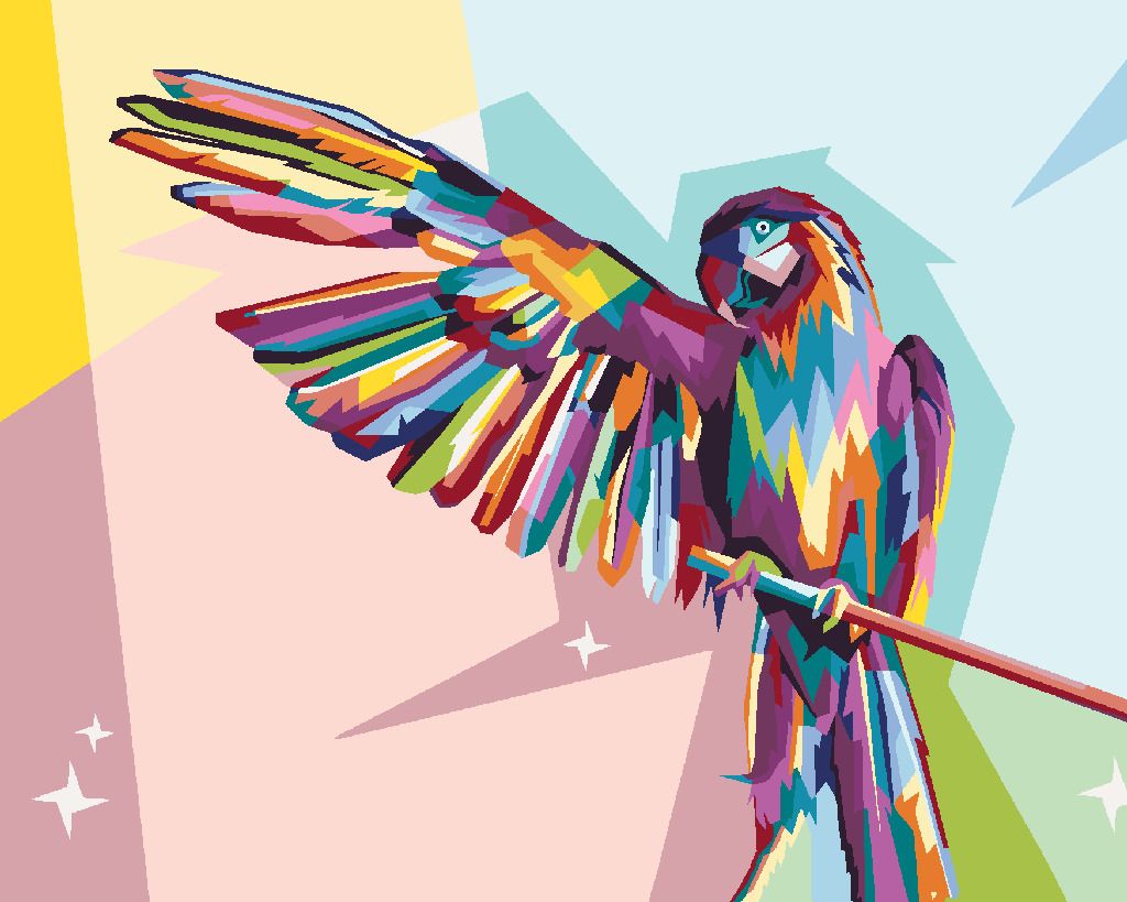 zuty Malování podle čísel - BAREVNÝ PAPOUŠEK NA VĚTVI - Rozměr: 40x50 cm, Rámování: Varianta: bez rámu a bez vypnutí plátna - obrázek 5