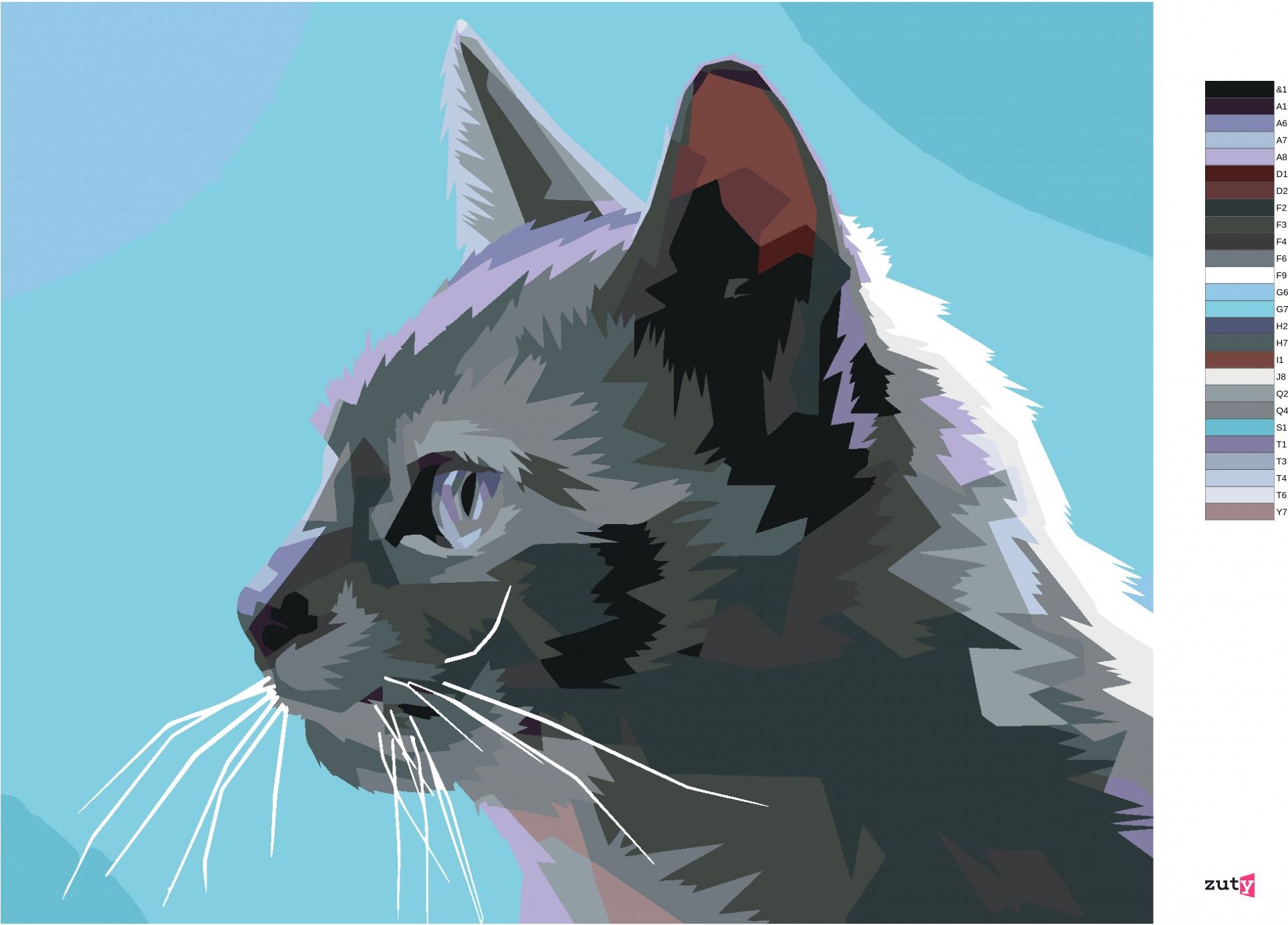 zuty Malování podle čísel - ŠEDÁ KOČKA Z BOKU - Rozměr: 40x50 cm, Rámování: Varianta: bez rámu a bez vypnutí plátna - obrázek 8