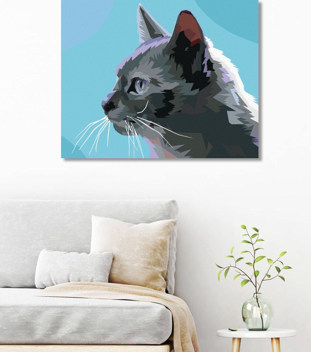 zuty Malování podle čísel - ŠEDÁ KOČKA Z BOKU - Rozměr: 40x50 cm, Rámování: Varianta: bez rámu a bez vypnutí plátna - obrázek 10