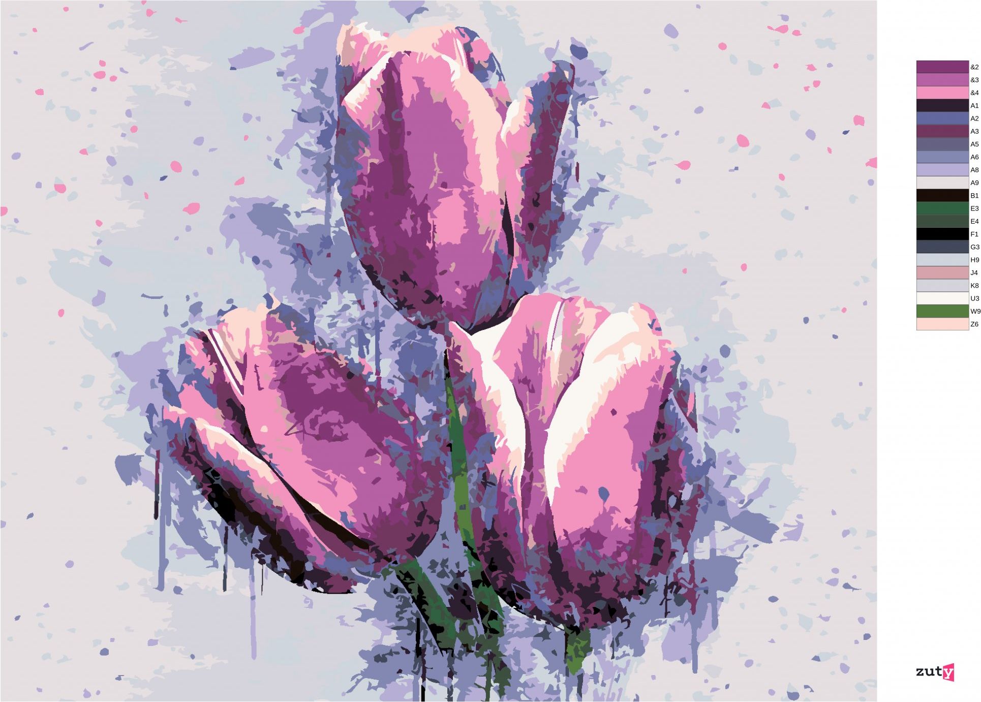 zuty Malování podle čísel - MALOVANÉ TULIPÁNY - Rozměr: 40x50 cm, Rámování: Varianta: vypnuté plátno na rám - obrázek 7