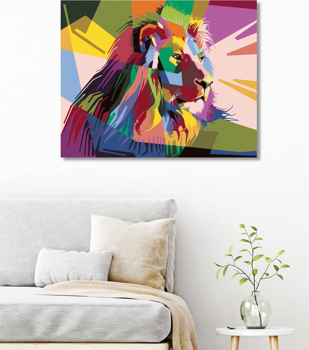 zuty Malování podle čísel - BAREVNÝ LEV Z BOKU - Rozměr: 40x50 cm, Rámování: Varianta: vypnuté plátno na rám - obrázek 9