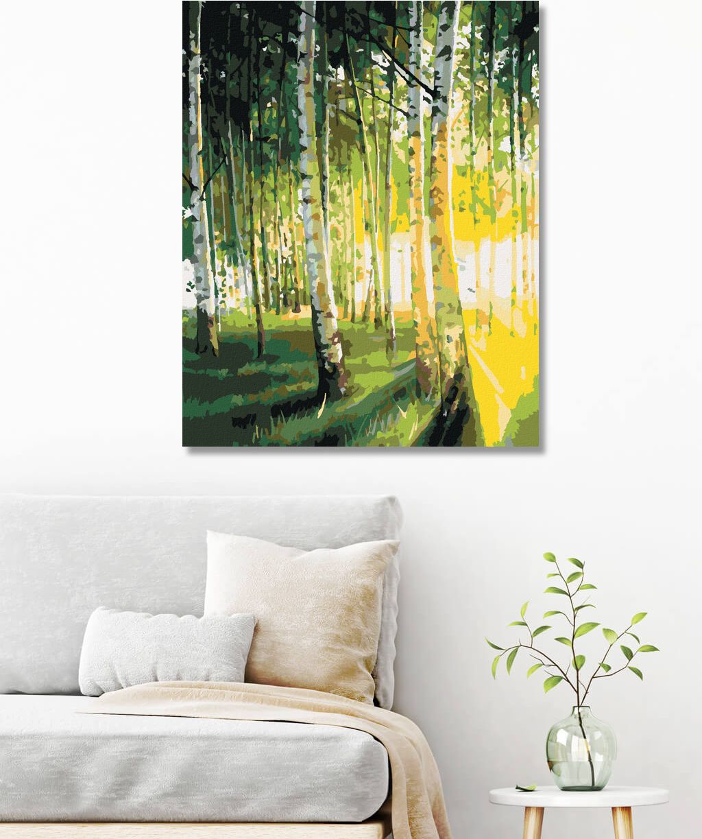 zuty Malování podle čísel - BŘÍZY V PROSVĚTLENÉM LESE - Rozměr: 40x50 cm, Rámování: Varianta: vypnuté plátno na rám - obrázek 3