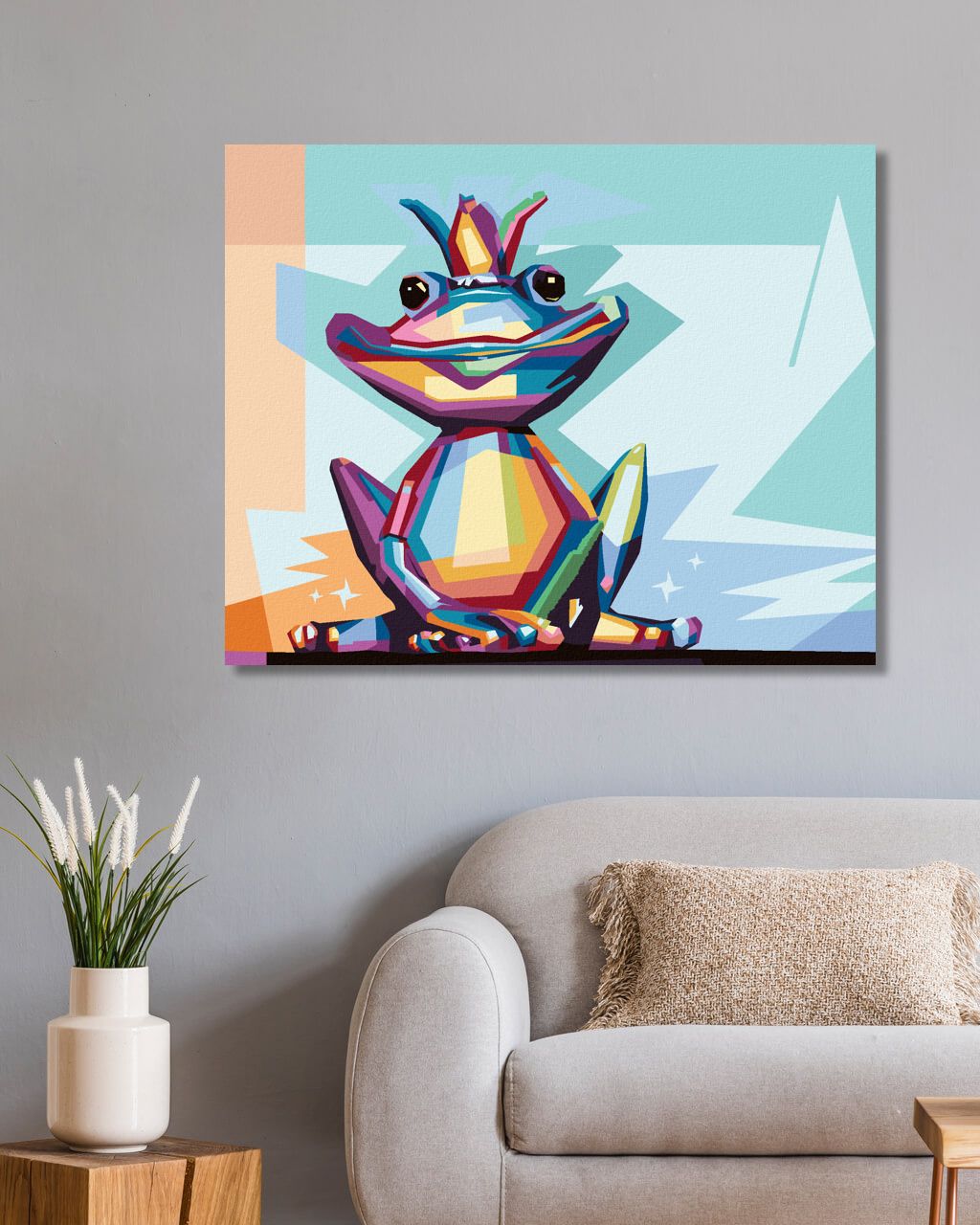 zuty Malování podle čísel - BAREVNÁ ŽÁBA S KORUNOU - Rozměr: 40x50 cm, Rámování: Varianta: vypnuté plátno na rám - obrázek 2
